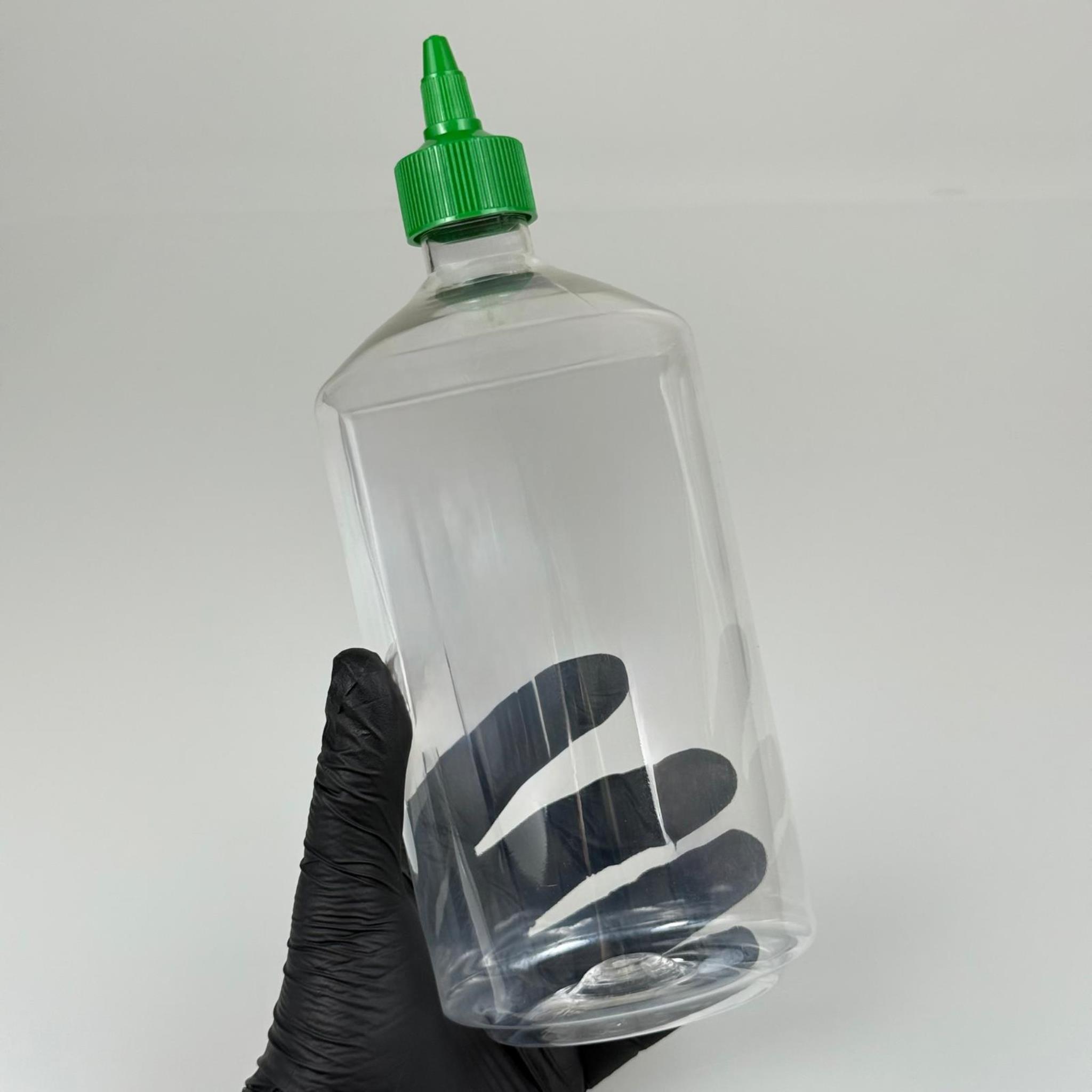 ZEYTİNYAĞI, SOS, ACI SOS, SİRKE, SRIRACHA VB BOŞ ŞİŞELERİ - YEŞİL SİVRİ TWİST AKITICI KAPAK + 950 ML ŞEFFAF KÜT PET PLASTİK ŞİŞE TAKIM