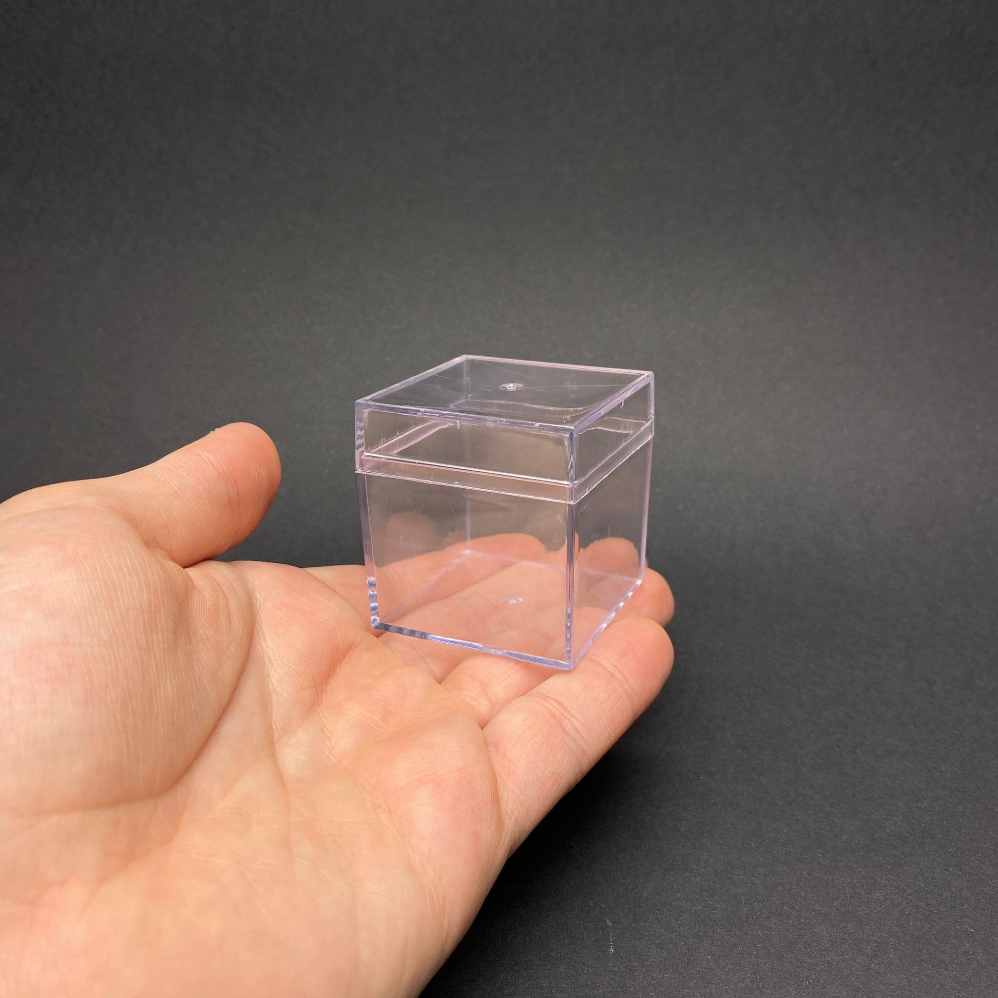 MİKA KUTU 4,5X4,5 CM (50 cc) - KARE KAPAKLI PLEKSİ KUTU - KRİSTAL KUTU - 25Lİ PAKET