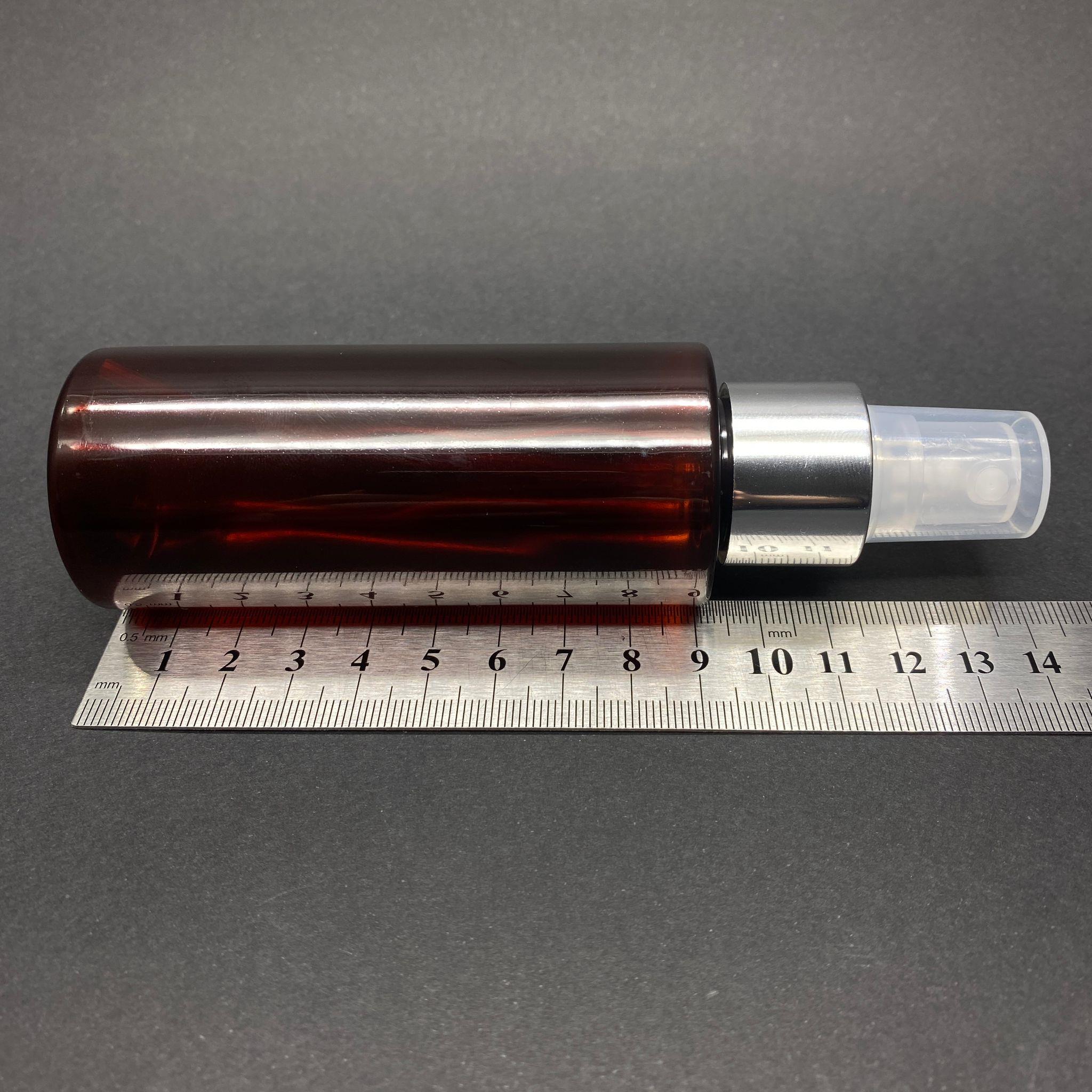 100 CC SİLİNDİR KESKİN KÜT MODEL SERT (17 GR) PET ŞİŞE - GÜMÜŞ SPREYLİ - AĞIZ ÇAPI 24 MM - AMBER