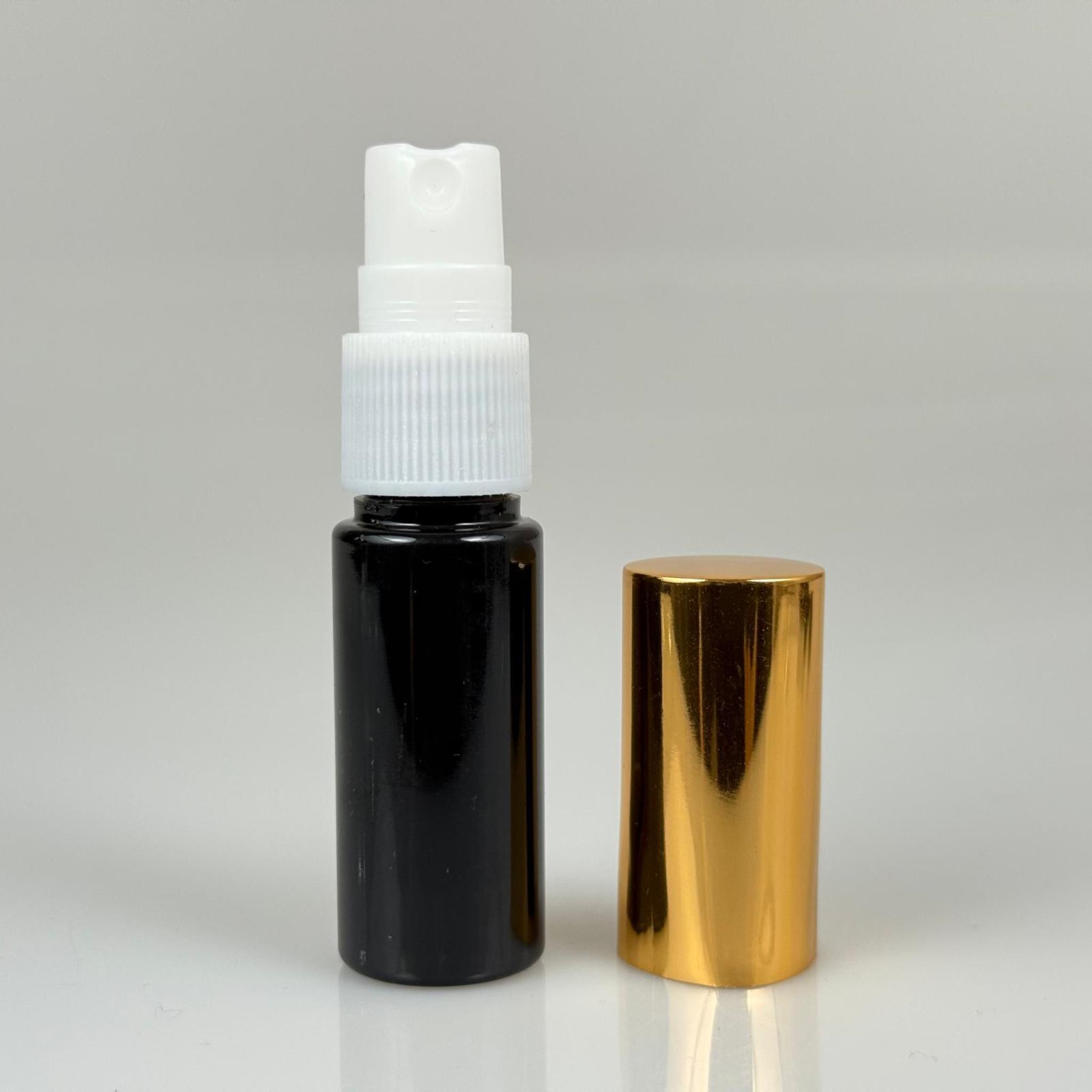 15 ML PET KOLONYA, PARFÜM VB ŞİŞELERİ - METAL ALÜMİNYUM GOLD KAPAK + VİDALI SPREY + 15 CC SİYAH ŞİŞE SET TAKIM