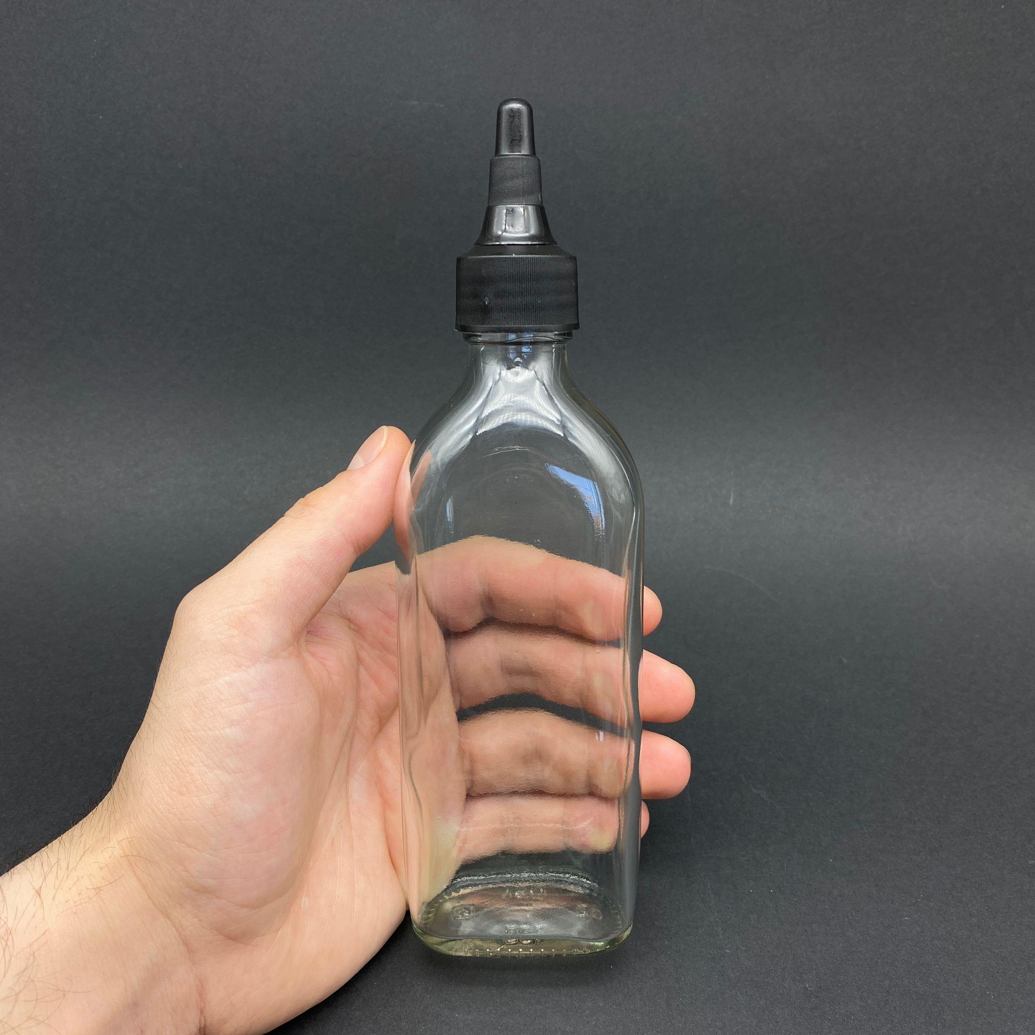150 CC YASSI CAM ŞİŞE - SİYAH ASANSÖR KAPAKLI - 150 ML YASSI CAM ŞİŞE
