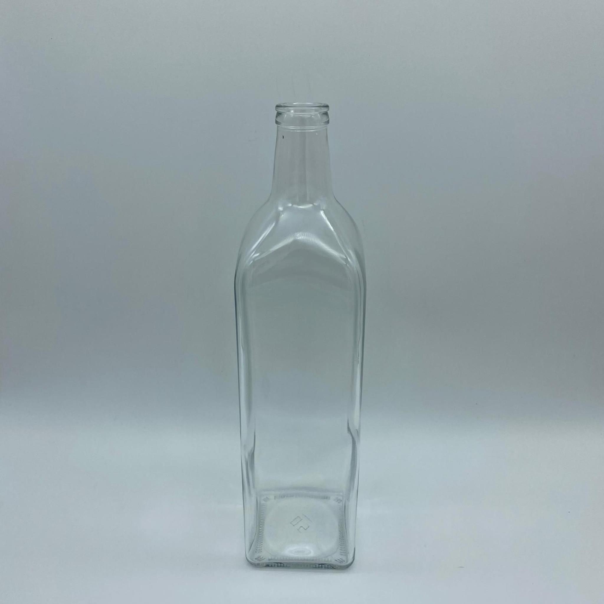 1000 CC ŞEFFAF CAM KÖŞELİ MARASKA ŞİŞE KAPAKSIZ (ÇAKMA 28 AĞIZ)  - 1 LİTRE KÖŞELİ CAM ŞİŞE - 1000 ML MARASKA ŞİŞE