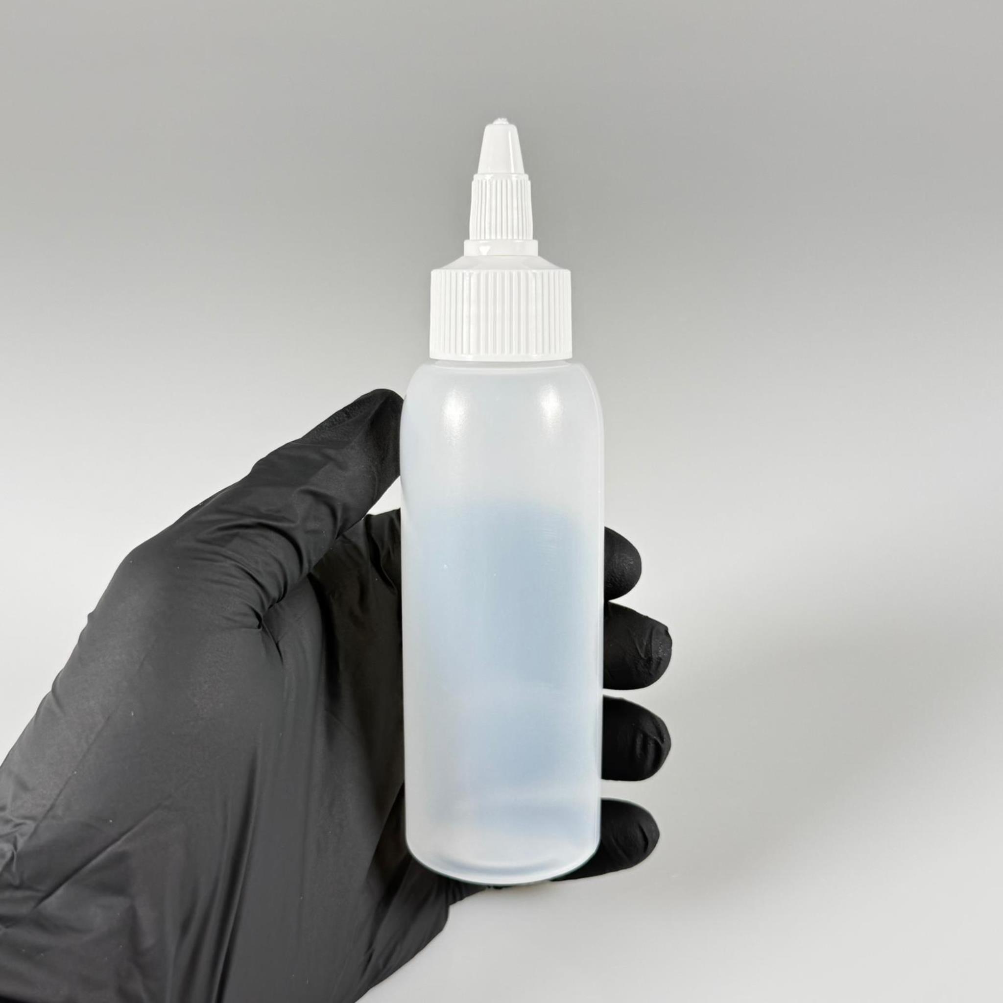 100 ML SIKILABİLİR YUMUŞAK PE POLİETİLEN PLASTİK ŞİŞE - BEYAZ TWİST SİVRİ KARTUŞ KAPAKLI - 100 cc sos, yağ, kartuş, mürekkep vb için boş şişeler