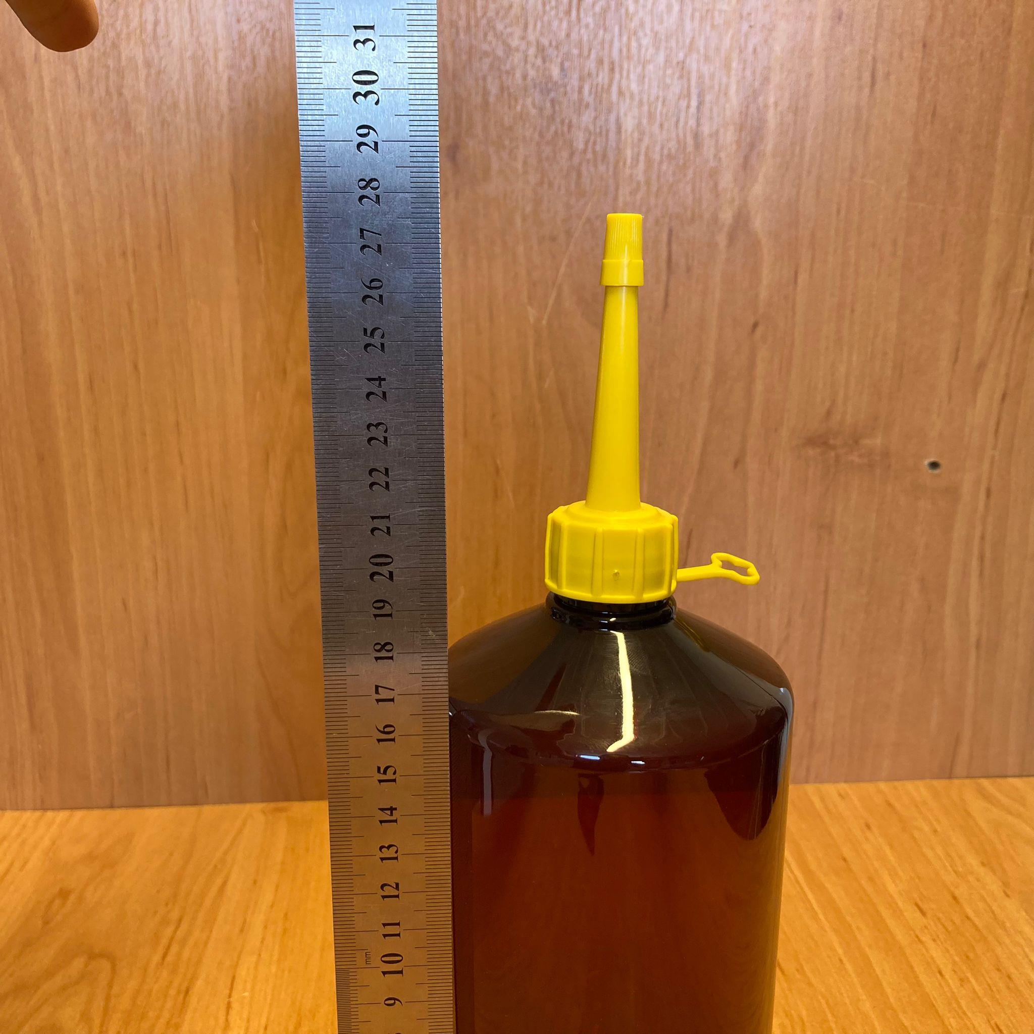 1000 CC AMBER PLASTİK ŞİŞE - SARI AKITICILI KAPAKLI - 1000 ML KAHVERENGİ BOŞ PLASTİK ŞİŞE - KALIN (45 GR)