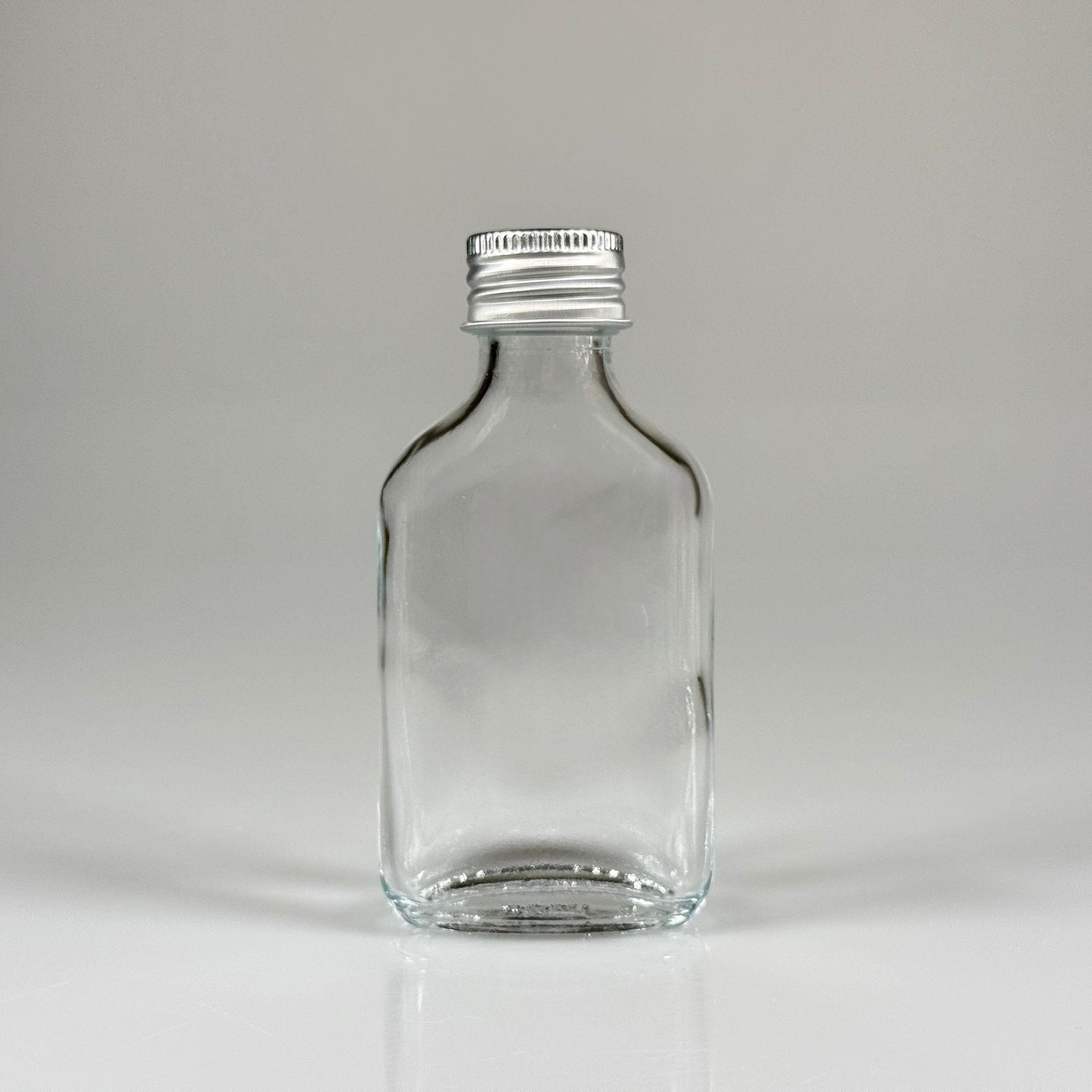 50 CC YASSI CAM ŞİŞE - GÜMÜŞ METAL ALÜMİNYUM KAPAKLI - 50 ML CAM ŞİŞE - SOĞUK KAHVE İÇİN COLD BREW ŞİŞESİ