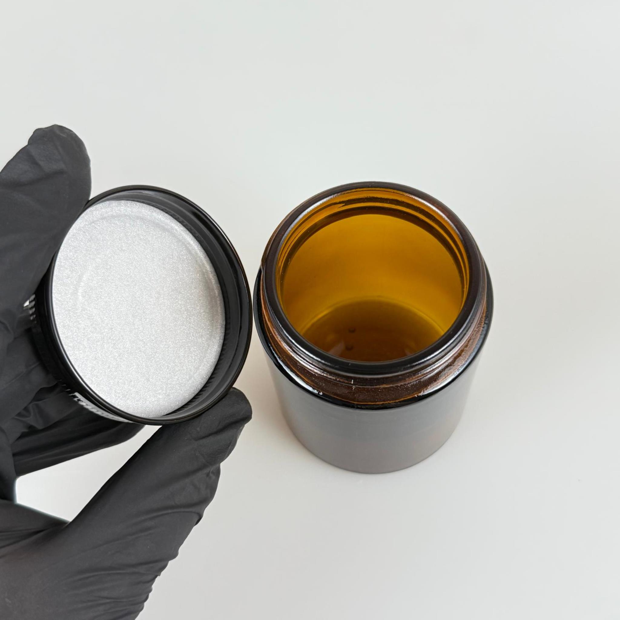 150 CC CAM AMBER KREM KAVANOZU - KÖPÜK CONTALI SIZDIRMAZ SİYAH METAL KAPAKLI  - 150 ML KAHVERENGİ KREM KAVANOZU - AMBER MUM KAVANOZU - MEDİKAL KAVANOZ - ORJİNAL AMBER (BOYAMA DEĞİL)