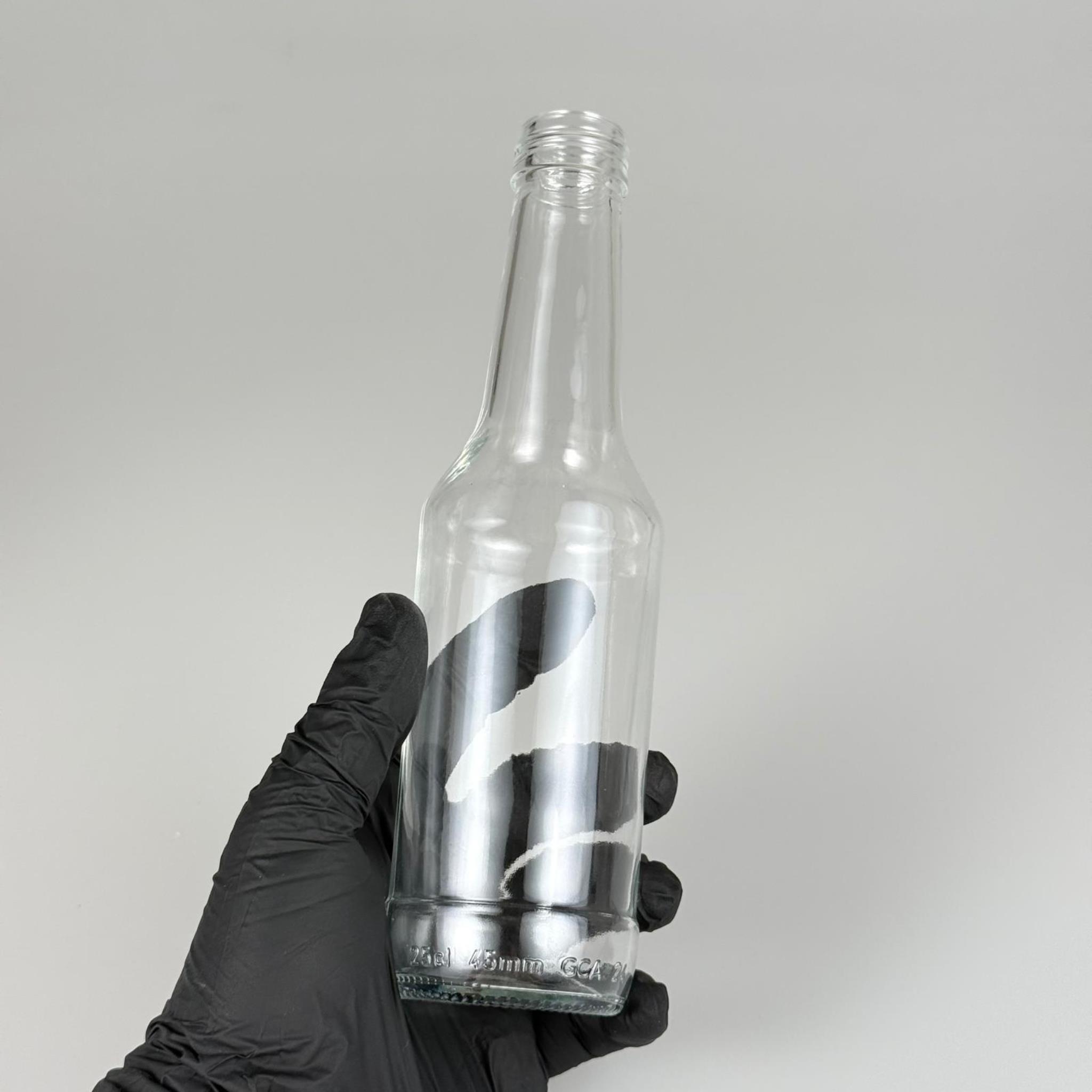 250 CC CAM ŞİŞE ŞEFFAF (28 AĞIZ VİDALI) - 250 ML CAM ŞİŞE KAPAKSIZ