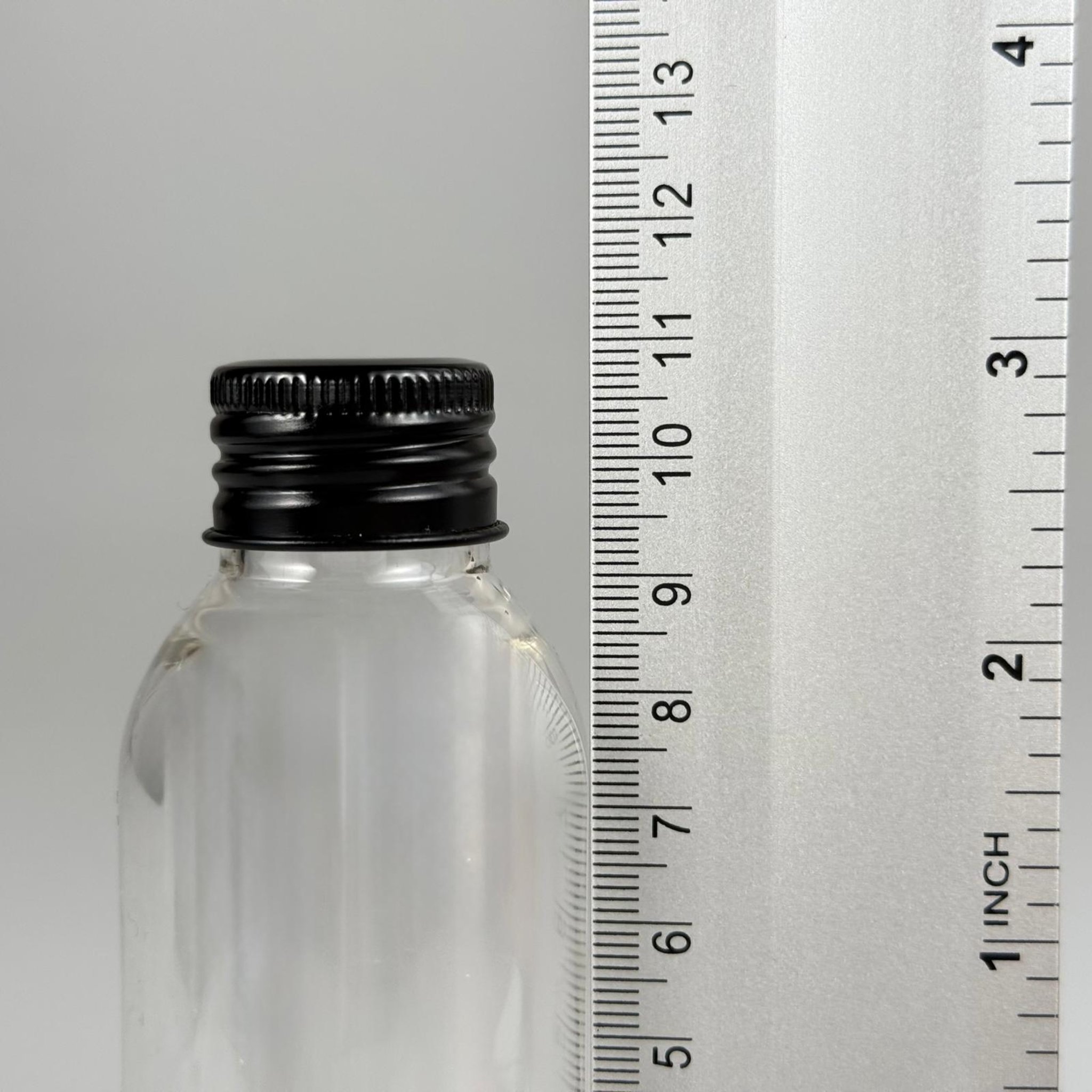 100 CC SİLİNDİR OVAL MODEL ŞEFFAF SERT PET ŞİŞE (24 AĞIZ) + KÖPÜK CONTALI SİYAH METAL ALÜMİNYUM KAPAK TAKIM - 100 ML KAPAKLI KALIN PLASTİK ŞEFFAF ŞİŞELER