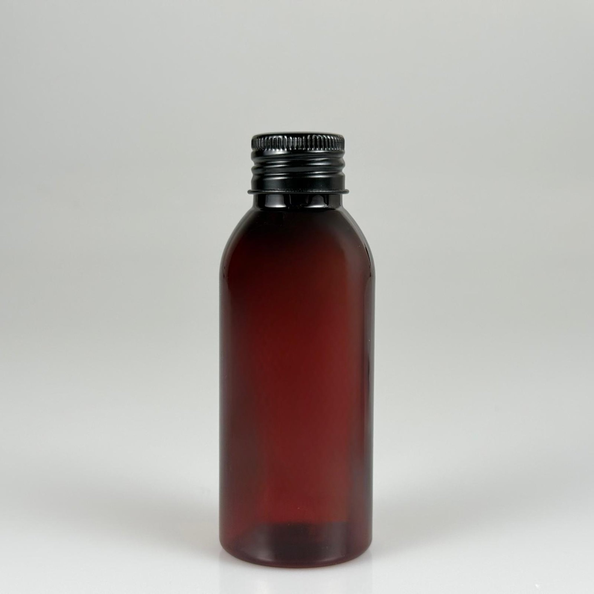 100 CC AMBER SERT MODEL PET ŞİŞE (24 AĞIZ) + KÖPÜK CONTALI SİYAH METAL ALÜMİNYUM KAPAK TAKIM - 100 ML KAPAKLI KAHVERENGİ KALIN PET ŞİŞELER
