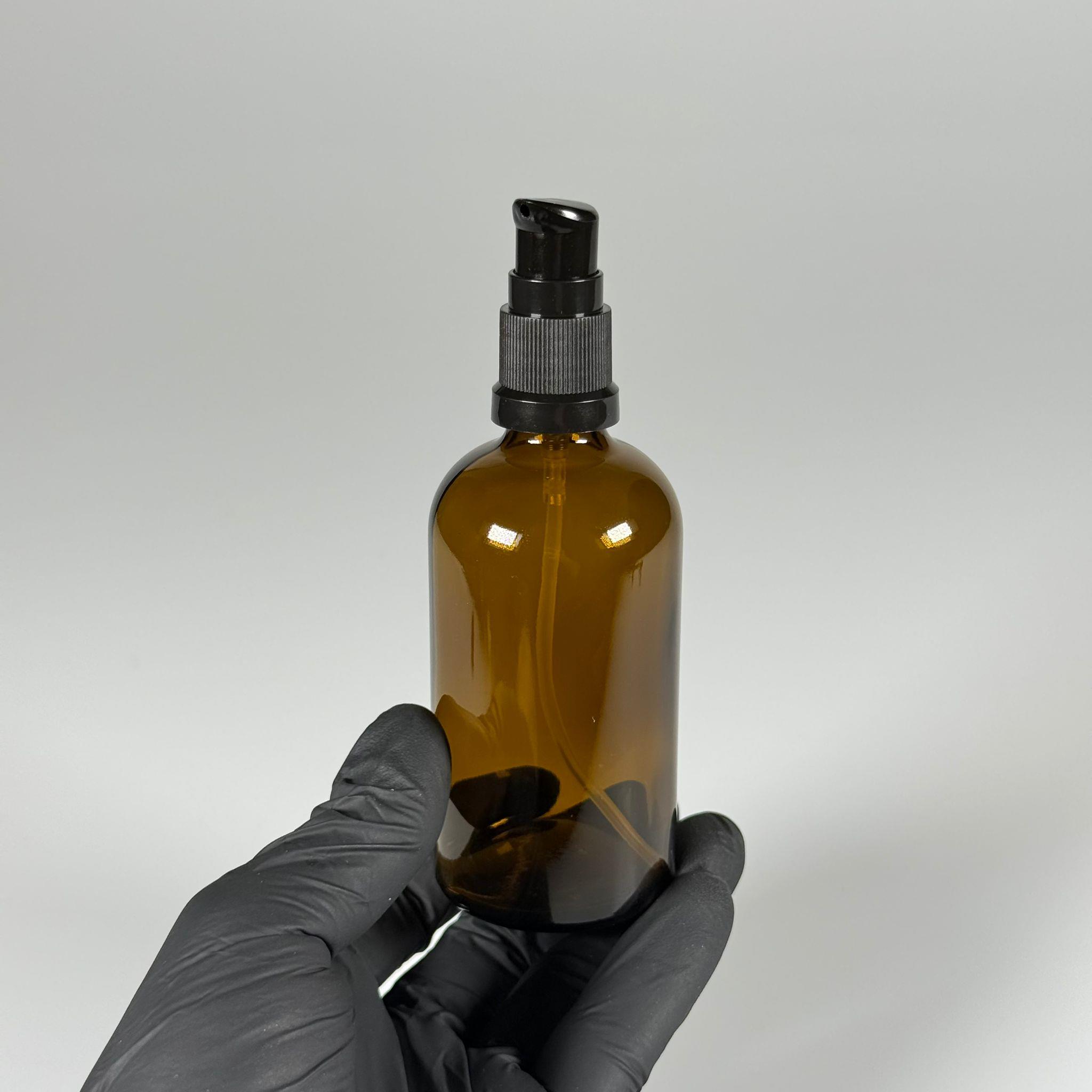 100 CC AMBER CAM ŞİŞE - SIZDIRMAZ ETEKLİ SİYAH LOSYON POMPALI TAKIM - 100 ML LOSYON ŞİŞESİ - YAĞ, KREM GİBİ YOĞUN KIVAMLI SIVILAR İÇİN CAM AMBALAJ
