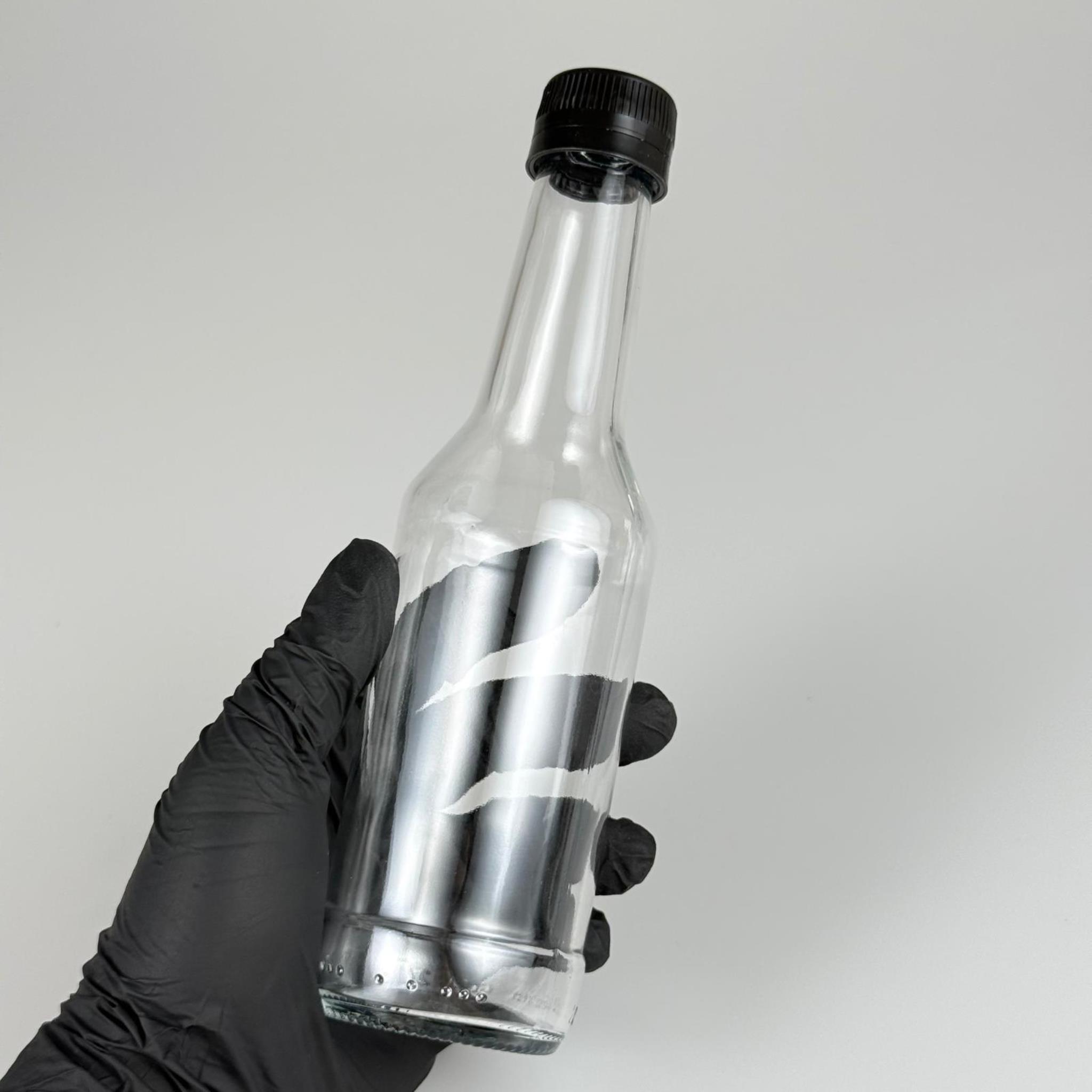250 CC BOĞAZLI CAM ŞİŞE - SİYAH KİLİTLİ PLASTİK KAPAKLI - 250 ML BOŞ CAM ŞİŞE