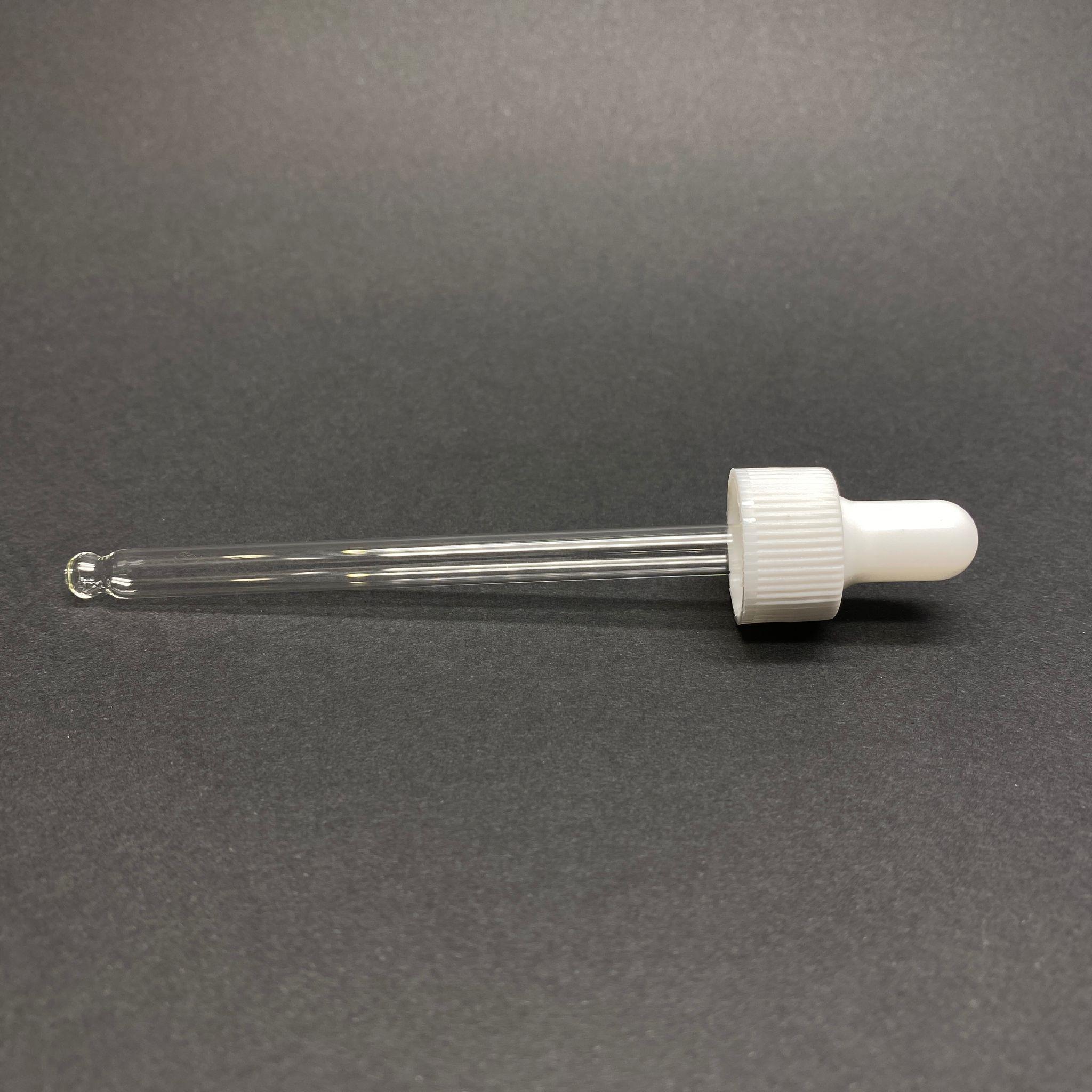 18 MM CAM DAMLALIK TAKIM - PARLAK BEYAZ EMZİK+DELİKLİ BEYAZ PLASTİK KAPAK+CAM PİPET - 100 CC DROPPER ŞİŞELER İÇİN