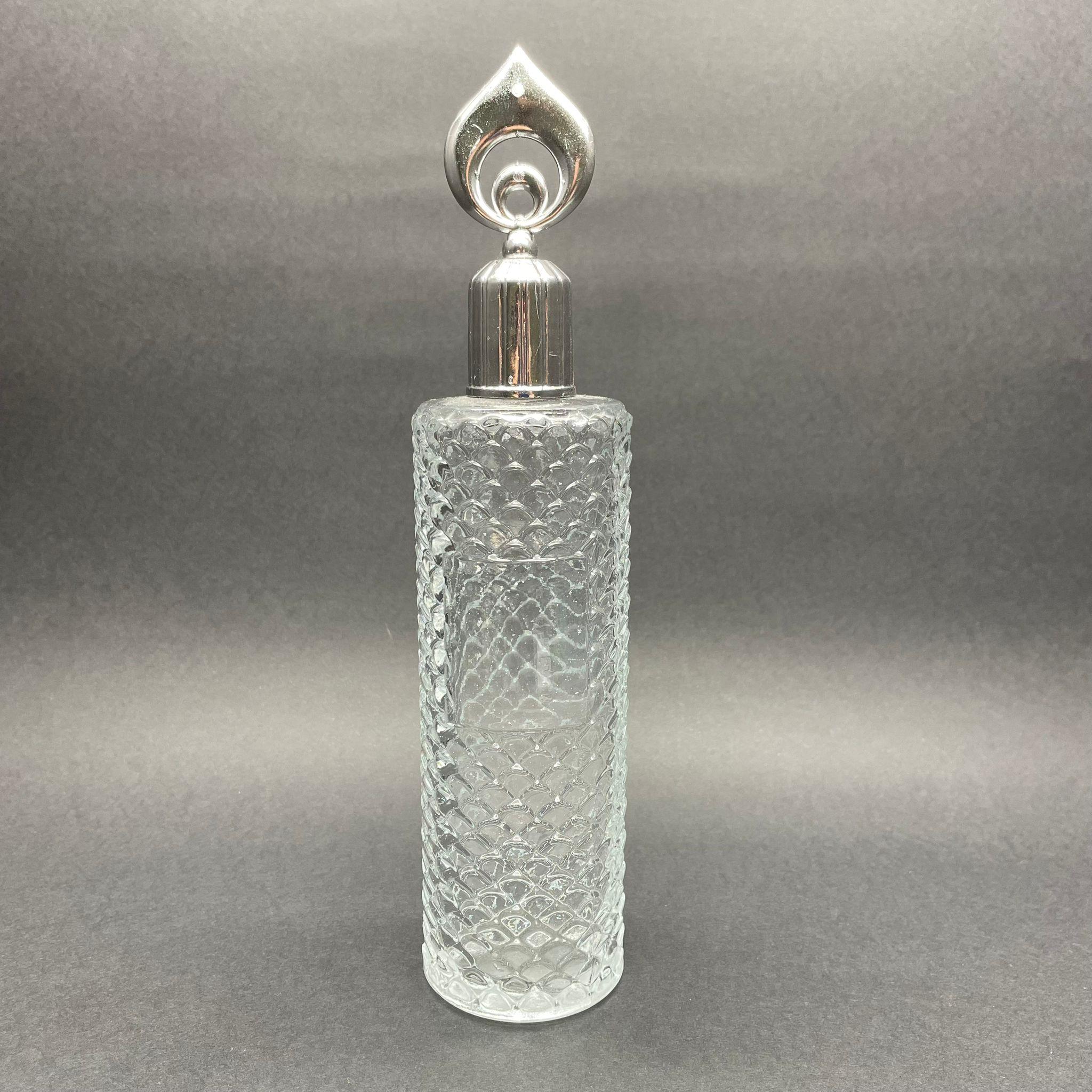 300 CC CAM KOLONYA ŞİŞESİ - ESKİ TİP NOSTALJİ KOLONYA ŞİŞESİ - GÜMÜŞ HİLAL KAPAKLI KOLONYA TIPALI - 300 ML DESENLİ CAM KOLONYA ŞİŞESİ