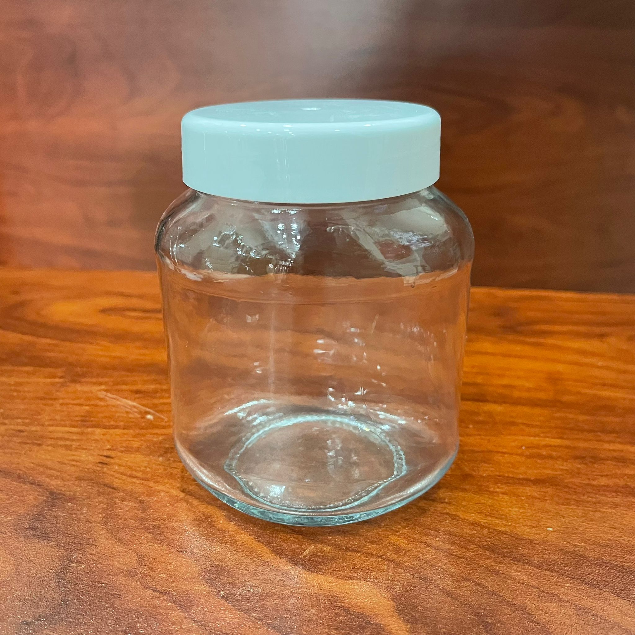 340 CC YASSI CAM KAVANOZ - BEYAZ PLASTİK KAPAKLI - 340 ML ÇİKOLATA KAVANOZU - REÇEL KAVANOZU