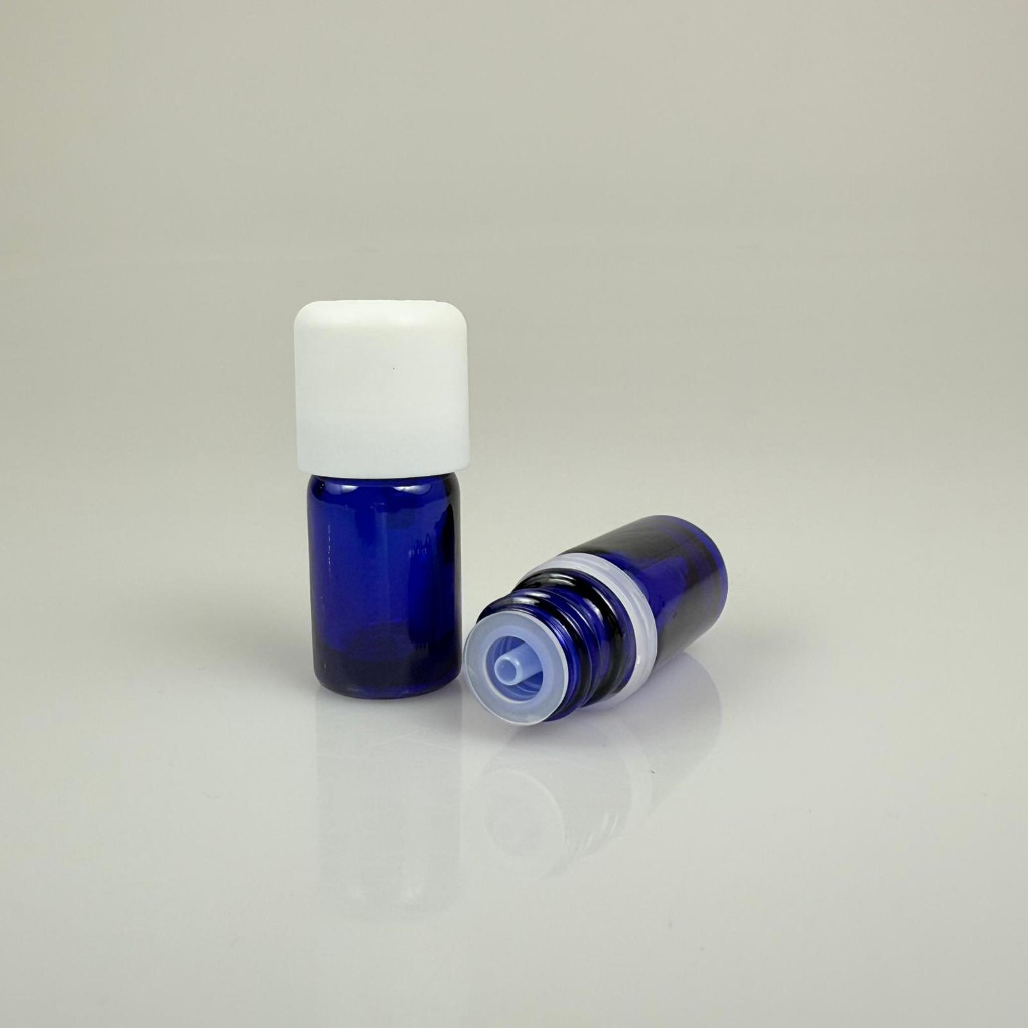 5 CC MAVİ CAM ŞİŞE + İÇTEN DAMLALIKLI ÇOCUK KİLİTLİ BEYAZ KAPAK - MAVİ 5 ML KİLİT KAPAKLI DAMLATMALI ŞİŞE