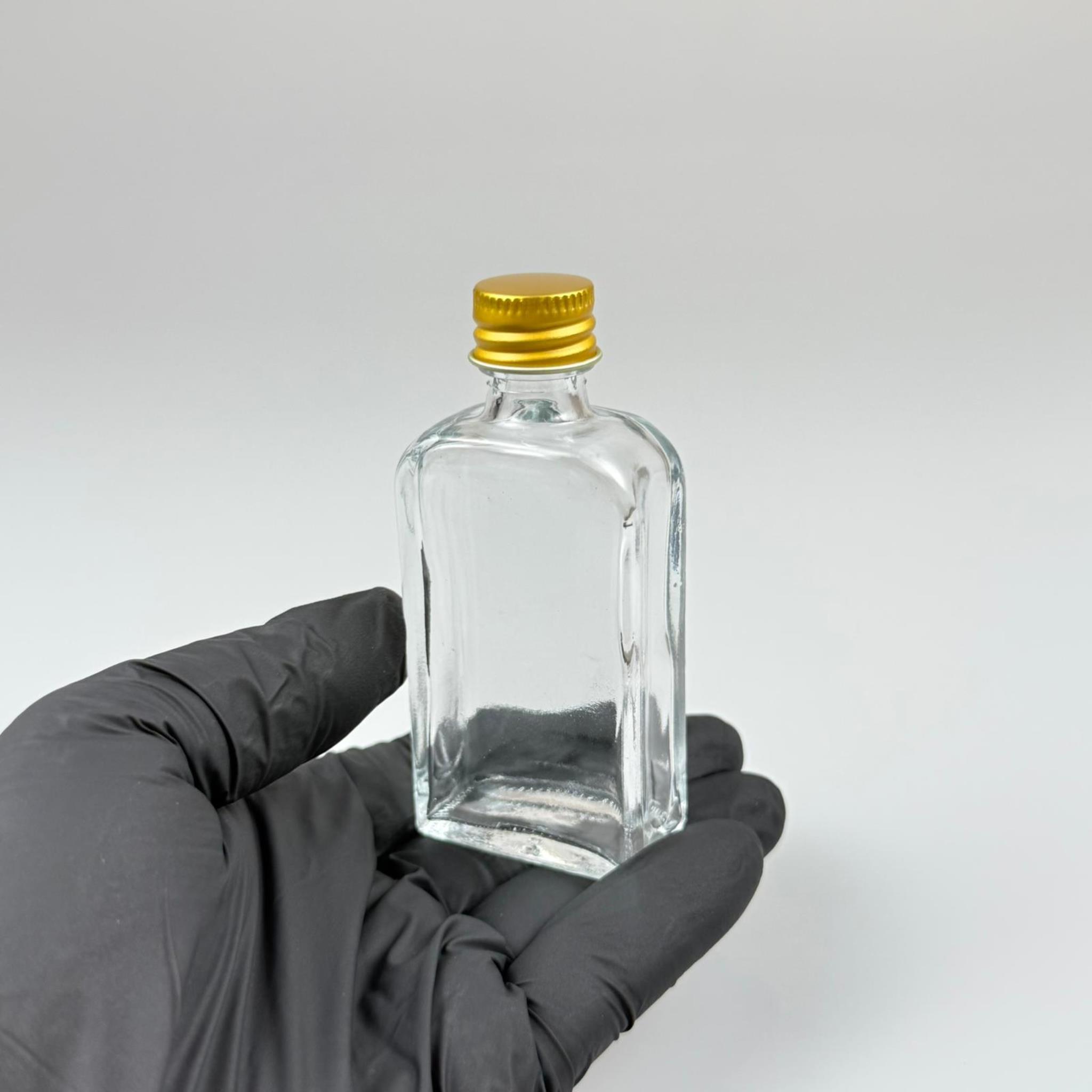 40 CC YASSI DİKDÖRTGEN CAM ŞİŞE - GOLD METAL KAPAKLI - 40 ML PRESTİJLİ ŞİŞE