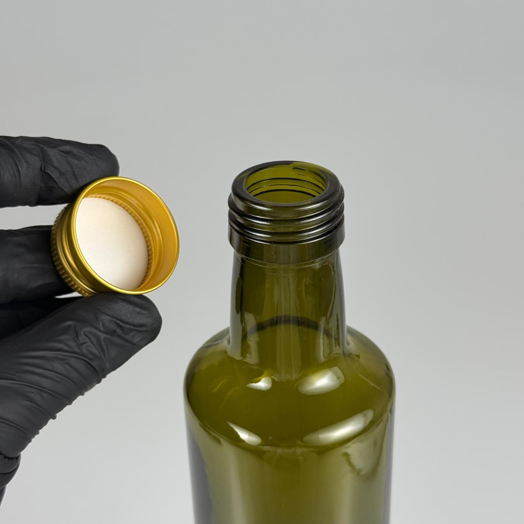 500 CC YEŞİL DORİKA CAM ŞİŞE - GOLD METAL ALÜMİNYUM KAPAKLI - 500 ML DORİKA YAĞ ŞİŞESİ - SİRKE ŞİŞESİ