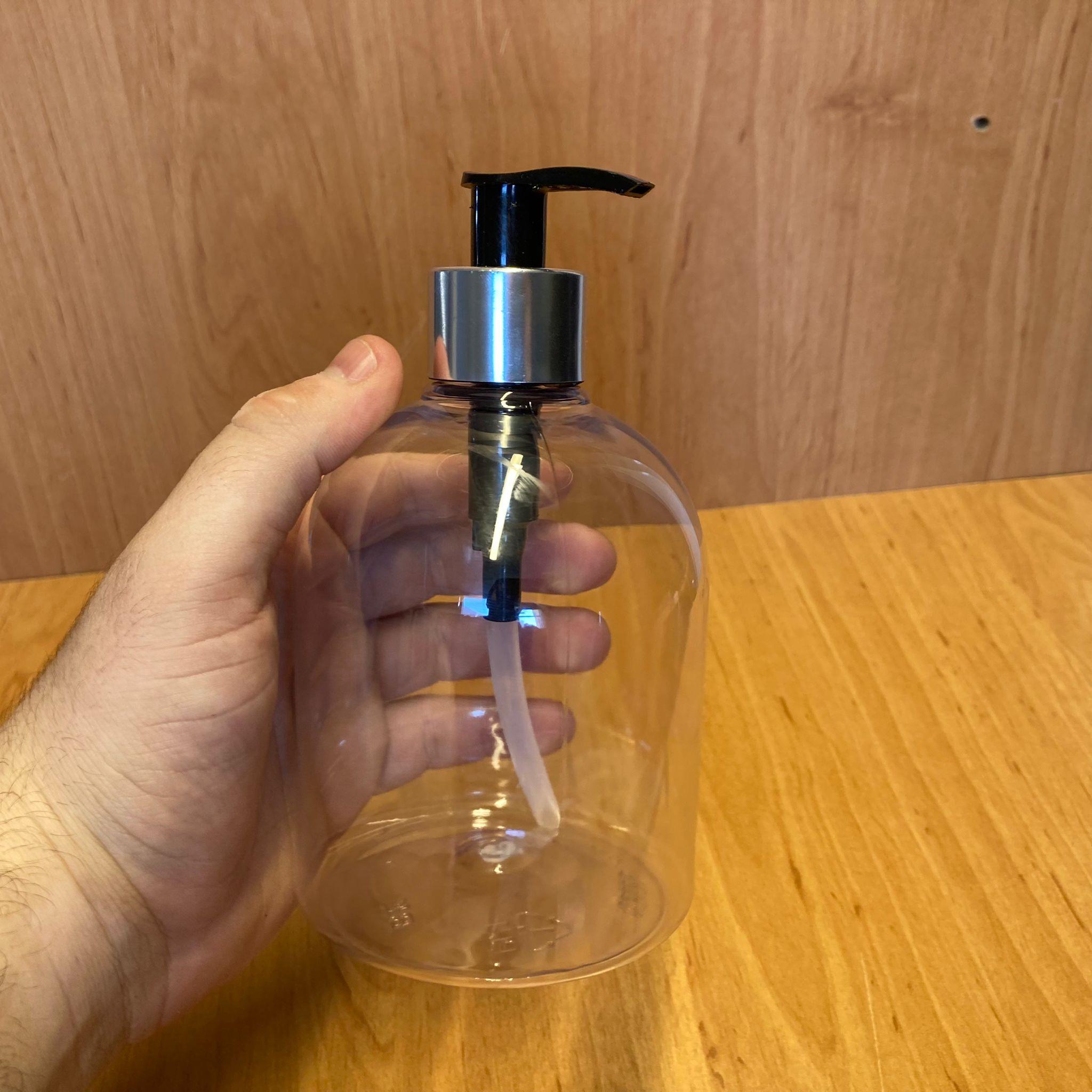 500 CC GÜMÜŞ POMPALI PLASTİK ŞİŞE - 500 ML SIVI SABUN ŞİŞESİ - DETERJAN VE DEZENFEKTAN İÇİN POMPALI PLASTİK ŞİŞE