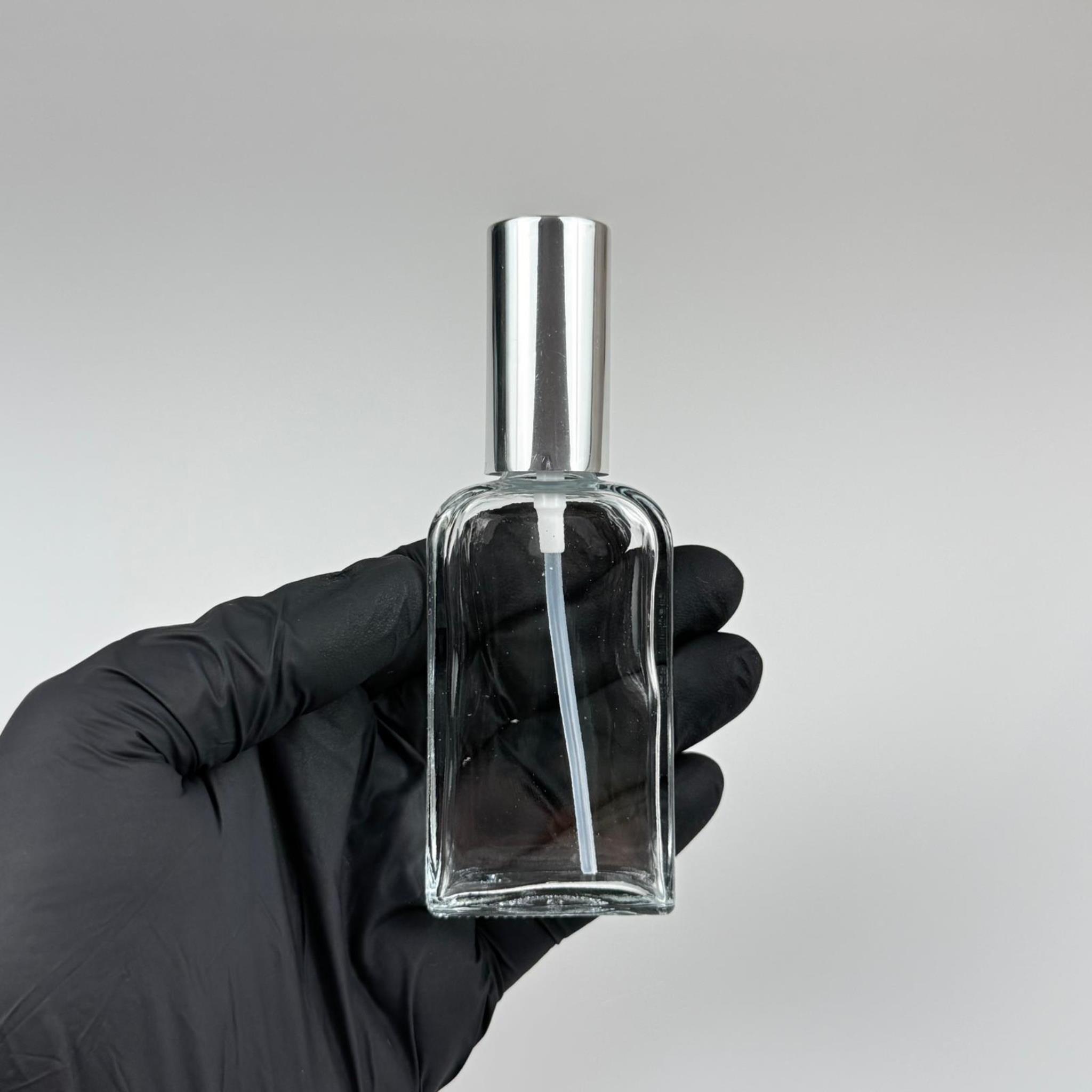 40 CC YASSI DİKDÖRTGEN CAM ŞİŞE - VİDALI GÜMÜŞ SPREYLİ PARFÜM KOLONYA ŞİŞESİ TAKIM - 40 ML PRESTİJLİ ŞİŞE