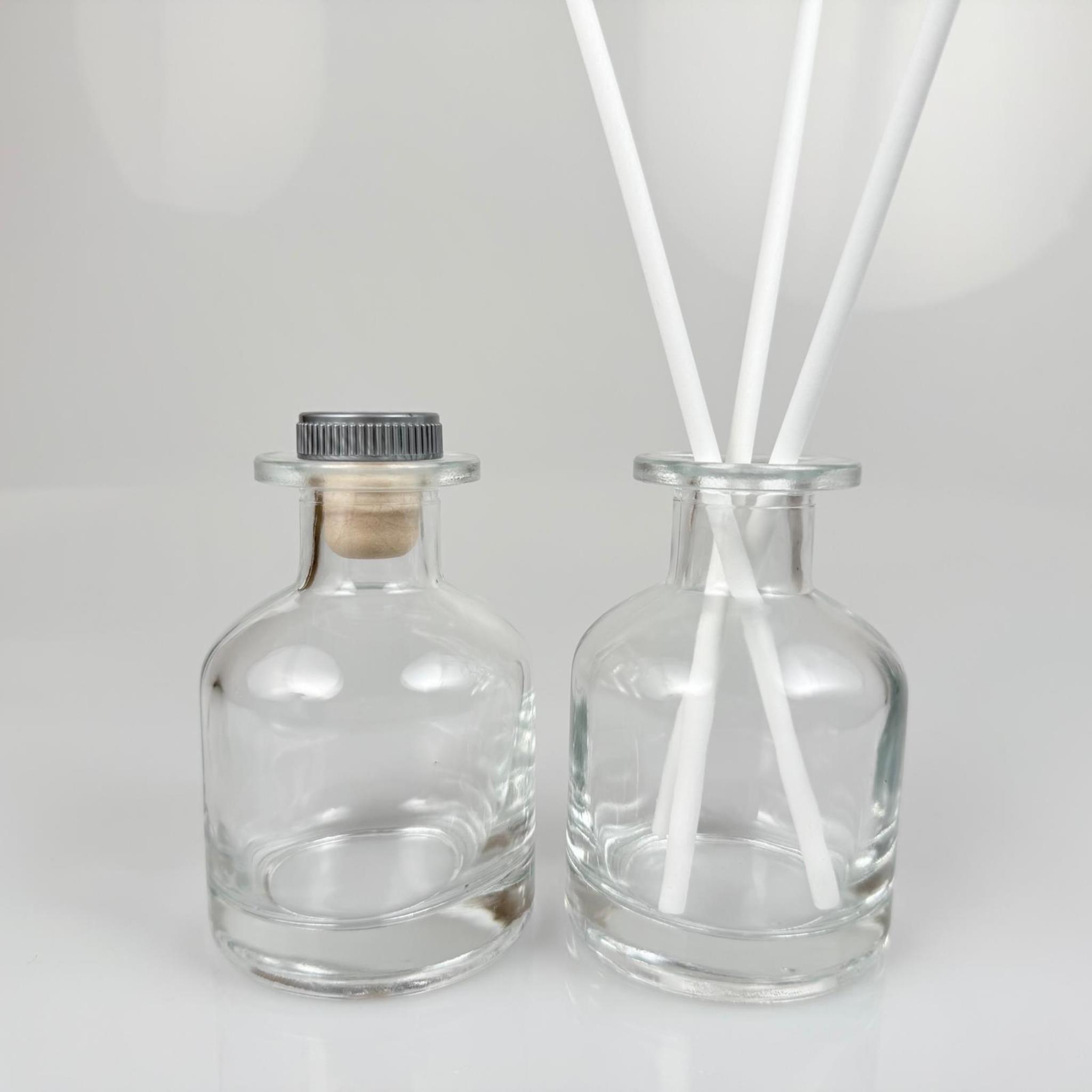 150 CC CAM BAMBU SİLİNDİR ODA KOKUSU ŞİŞESİ - 150 ML DİFFUSER CAM ŞİŞE + GRİ MANTAR TIPA + 3 ADET 21 CM BEYAZ FİBER BAMBU ÇUBUK