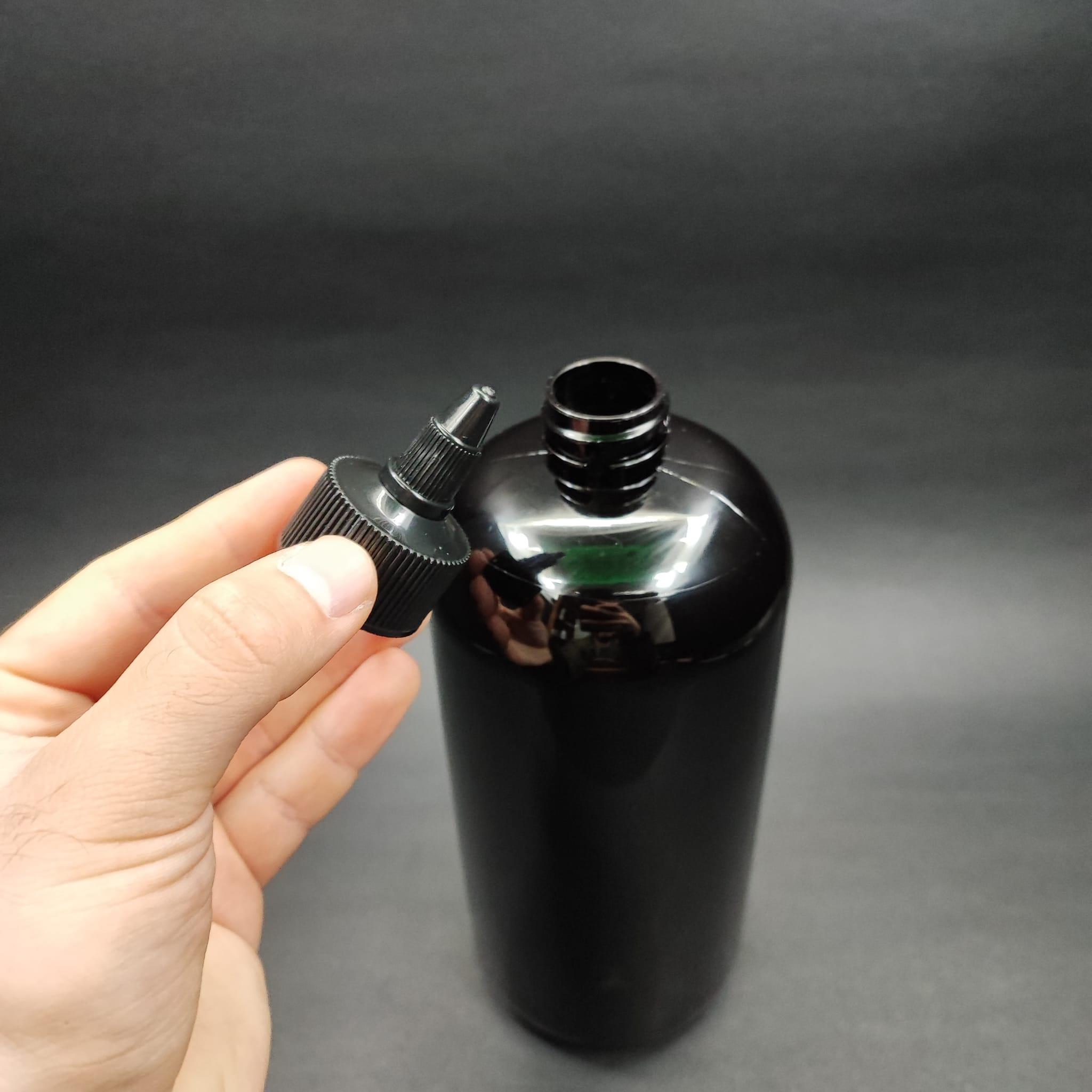 1000 CC SİVRİ TWİST ASANSÖR KAPAKLI SİYAH PET ŞİŞE - 1000 ML AKITICI SİYAH KAPAKLI PET ŞİŞE