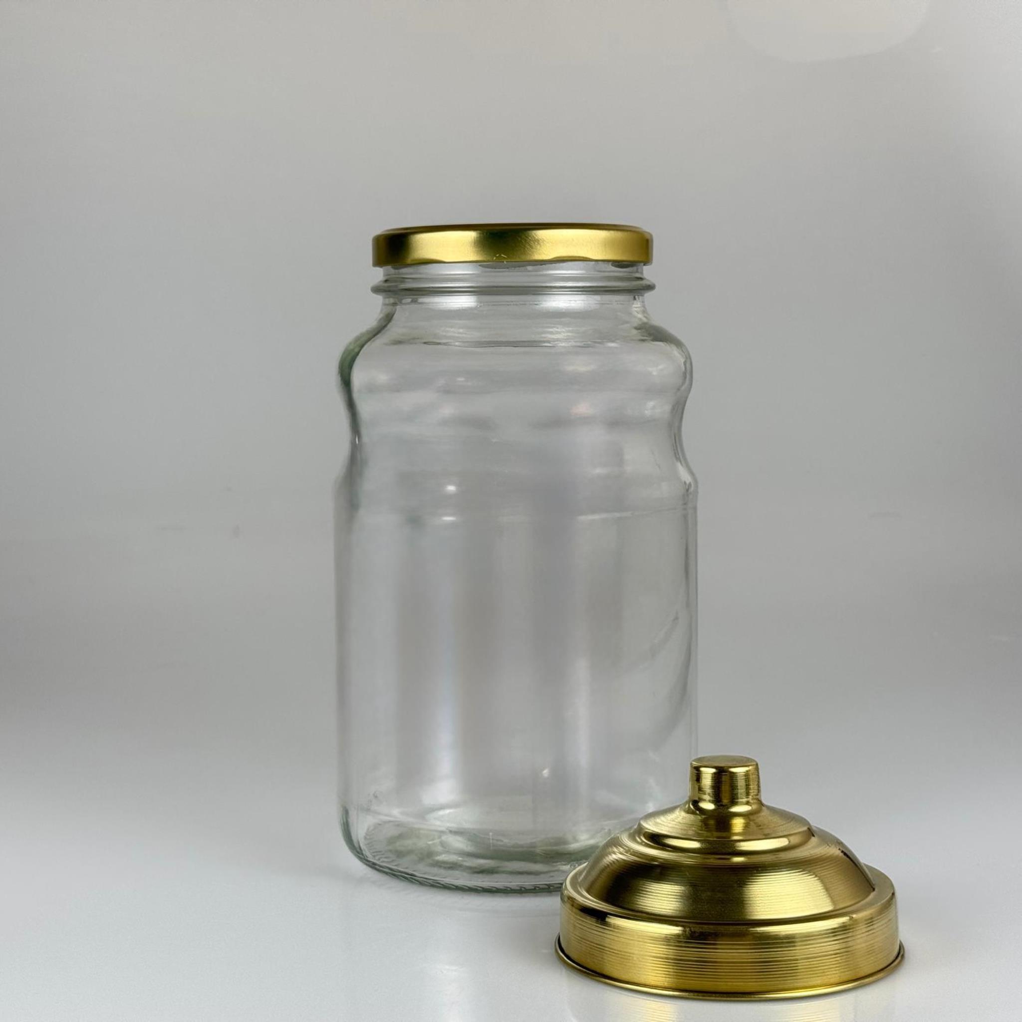 AKTAR, BAKKALİYE, TEŞHİR İÇİN NOSTALJİ PİRİNÇ KAPAKLI CAM KAVANOZ - 2650 ML
