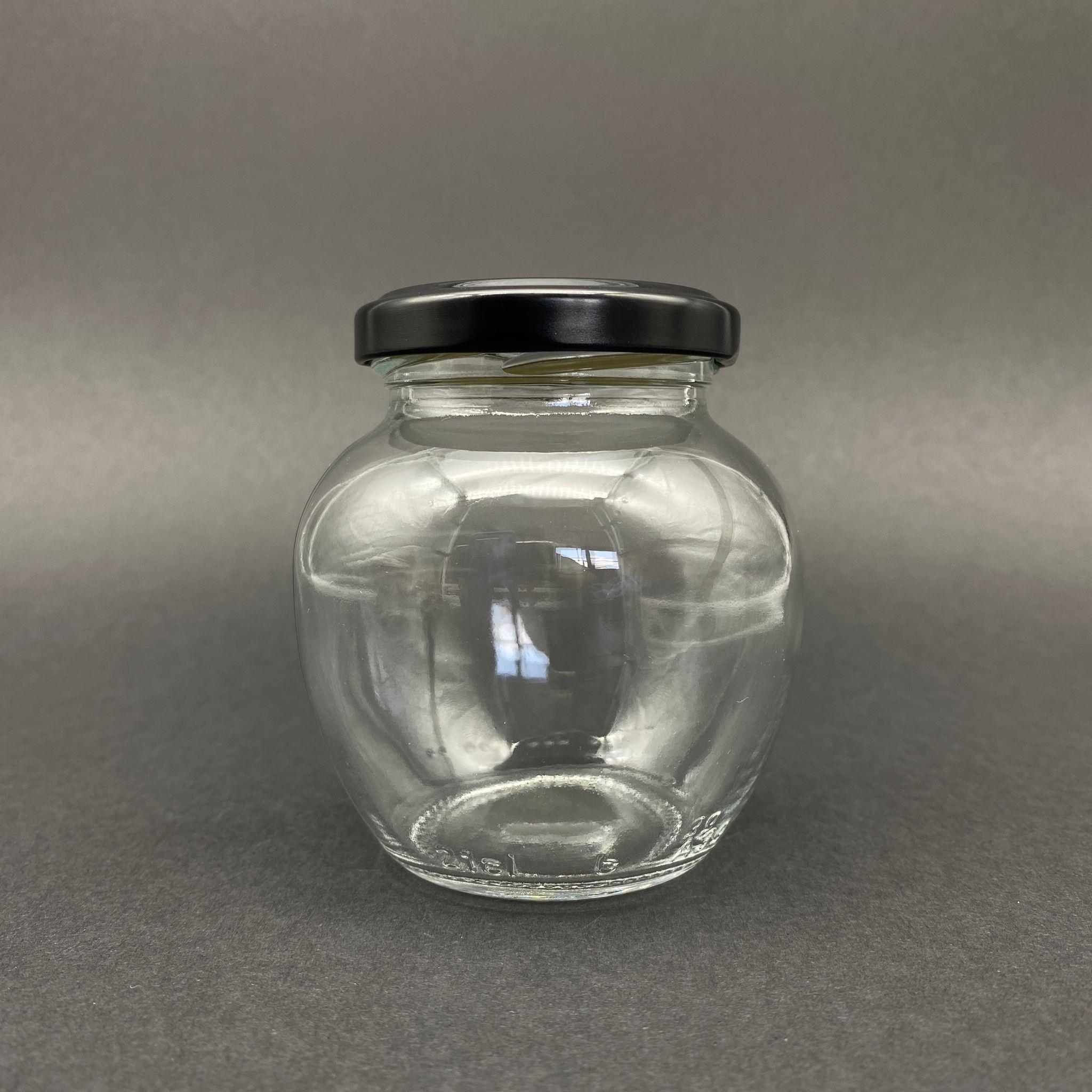 210 CC YUMURTA KAVANOZ - SİYAH METAL KAPAKLI - 210 ML OVAL TİP CAM KAVANOZ