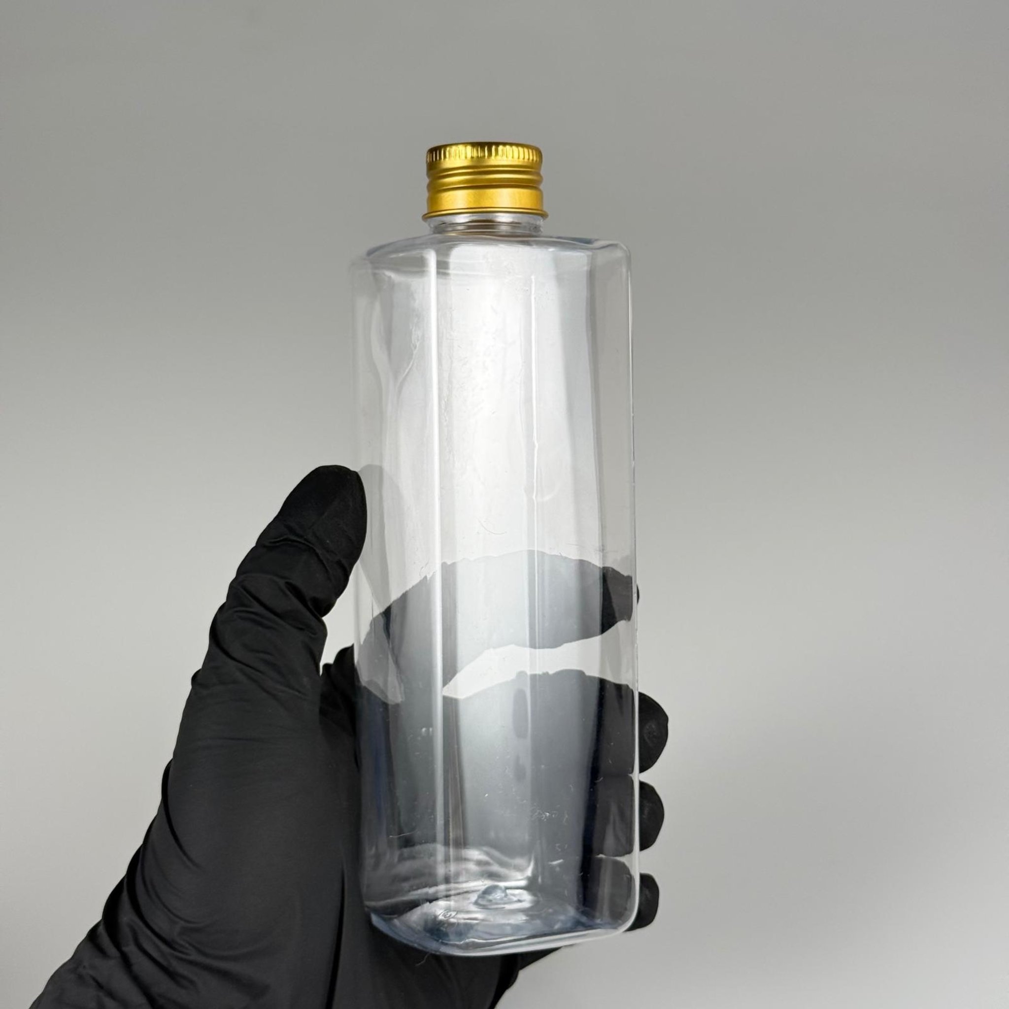 300 CC KARE PET ŞİŞE (31 GR - 24 AĞIZ) + KÖPÜK CONTALI GOLD METAL ALÜMİNYUM KAPAK TAKIM - 300 ML KAPAKLI PLASTİK ŞİŞELER