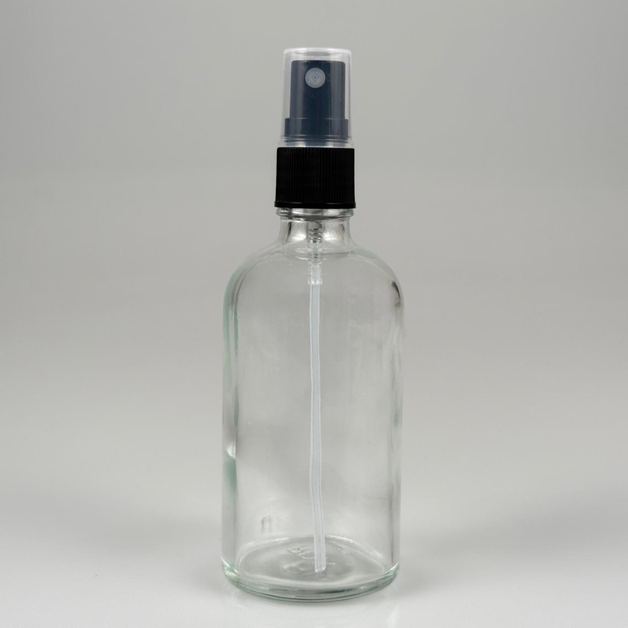 100 CC ŞEFFAF CAM ŞİŞE SİYAH SPREYLİ TAKIM - 100 ML SPREYLİ CAM ŞİŞE