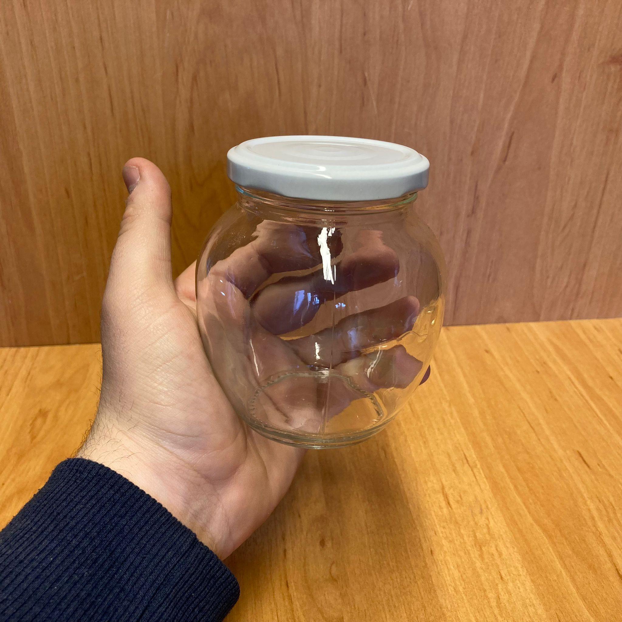 370 CC YUMURTA KAVANOZ - BEYAZ METAL KAPAKLI - 370 ML YUMURTA TİP CAM KAVANOZ