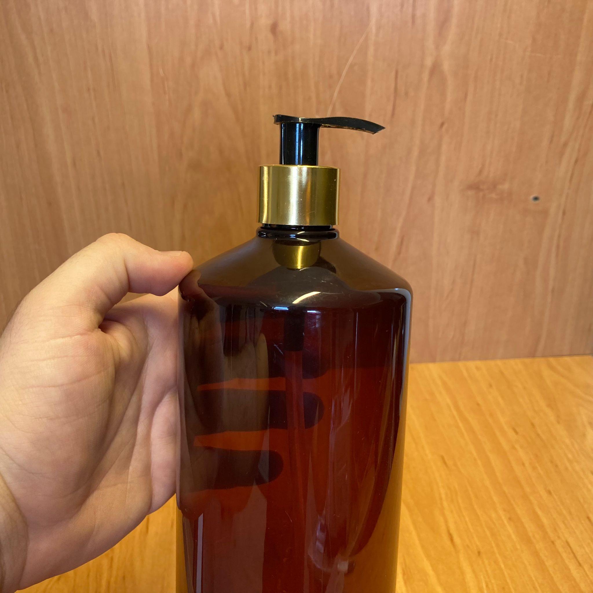 1000 CC AMBER PLASTİK ŞİŞE - GOLD POMPALI - 1000 ML KAHVERENGİ BOŞ PLASTİK ŞİŞE - KALIN (45 GR)