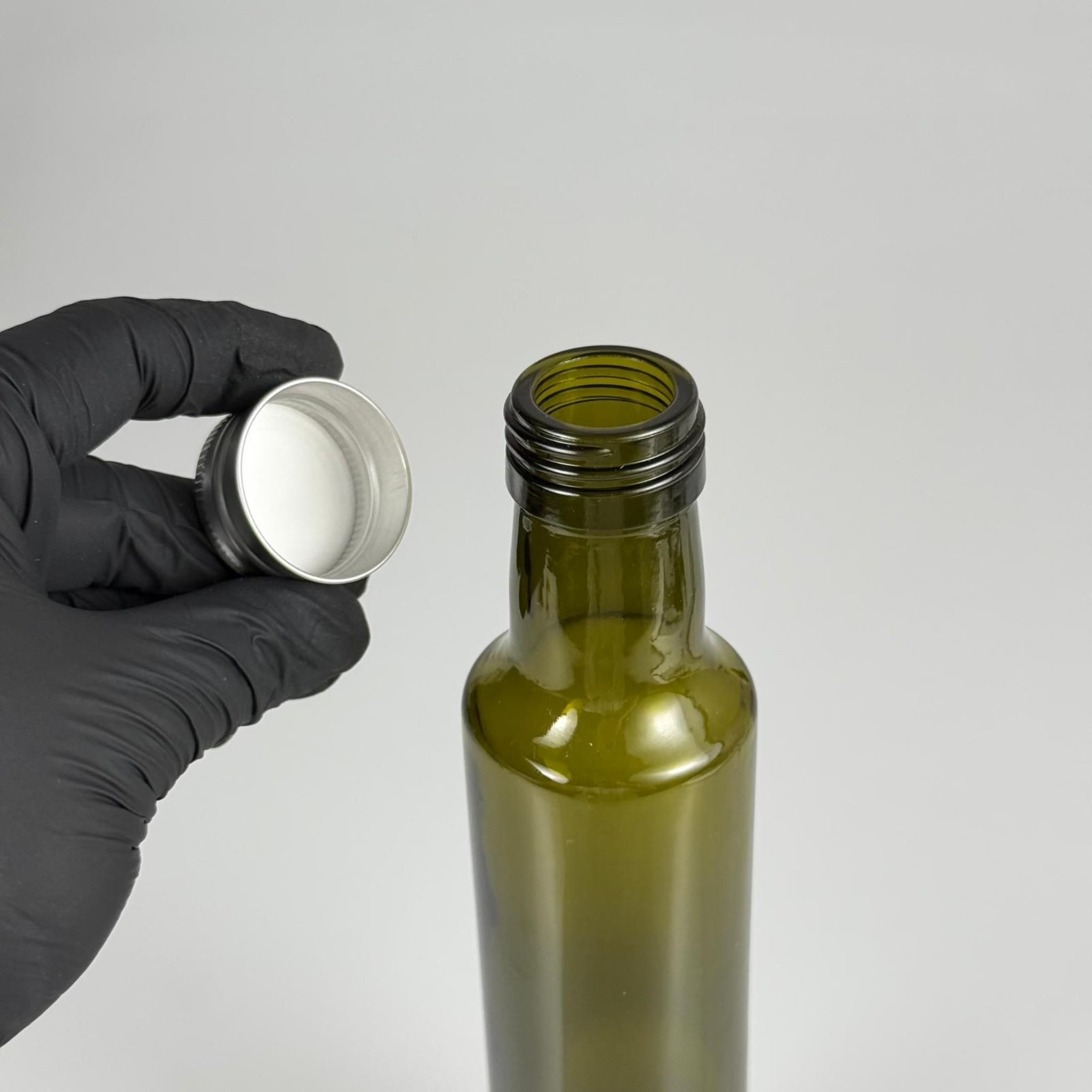 250 CC YEŞİL DORİKA CAM ŞİŞE - GÜMÜŞ METAL ALÜMİNYUM KAPAKLI - 250 ML DORİKA YAĞ ŞİŞESİ - SİRKE ŞİŞESİ