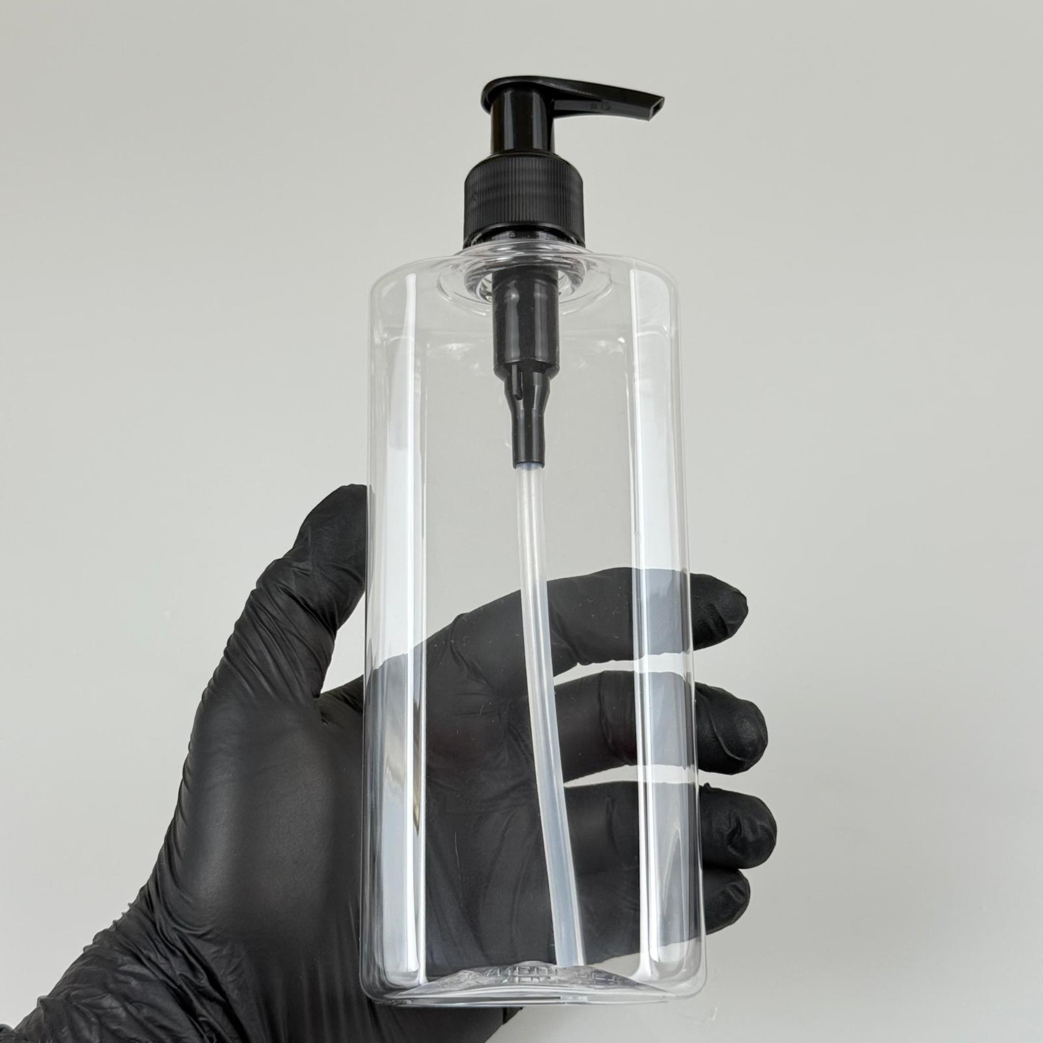 400 CC YASSI MODEL PET ŞİŞE - SİYAH POMPALI  - 400 ML PLASTİK POMPALI ŞİŞE