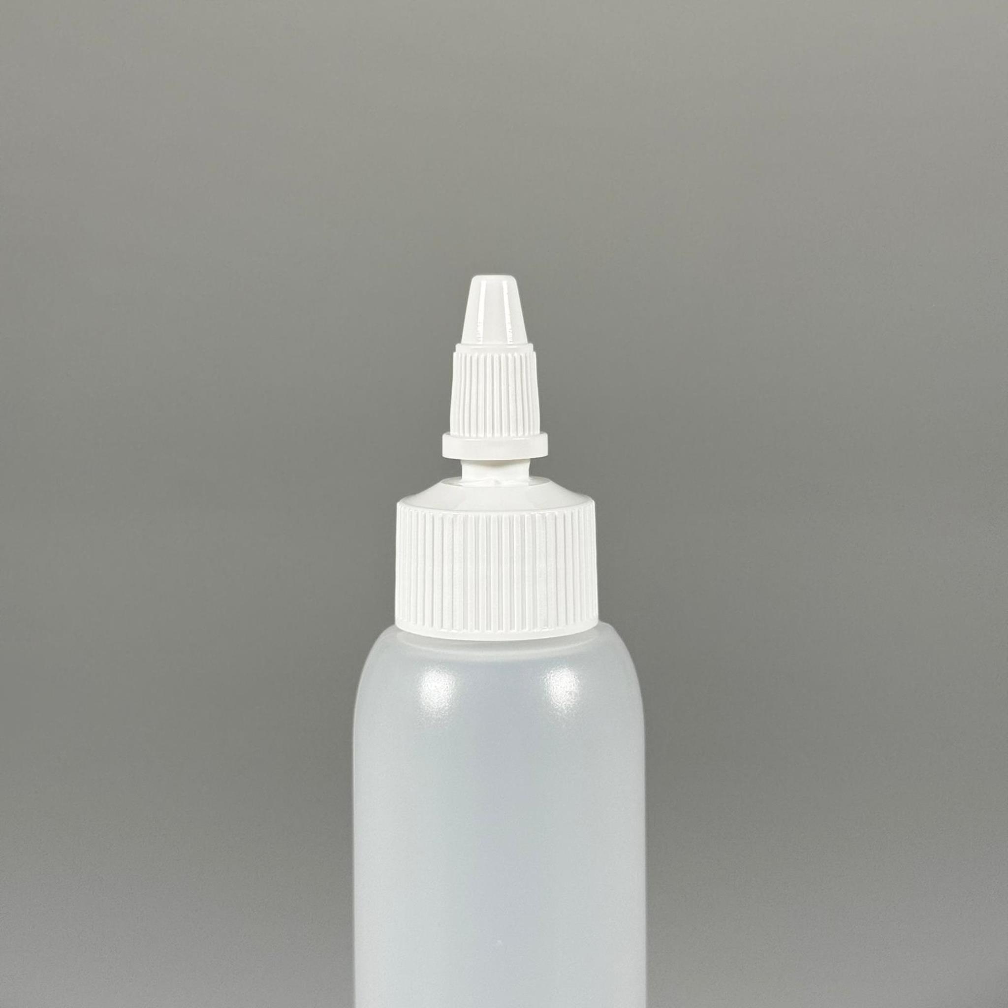 100 ML SIKILABİLİR YUMUŞAK PE POLİETİLEN PLASTİK ŞİŞE - BEYAZ TWİST SİVRİ KARTUŞ KAPAKLI - 100 cc sos, yağ, kartuş, mürekkep vb için boş şişeler