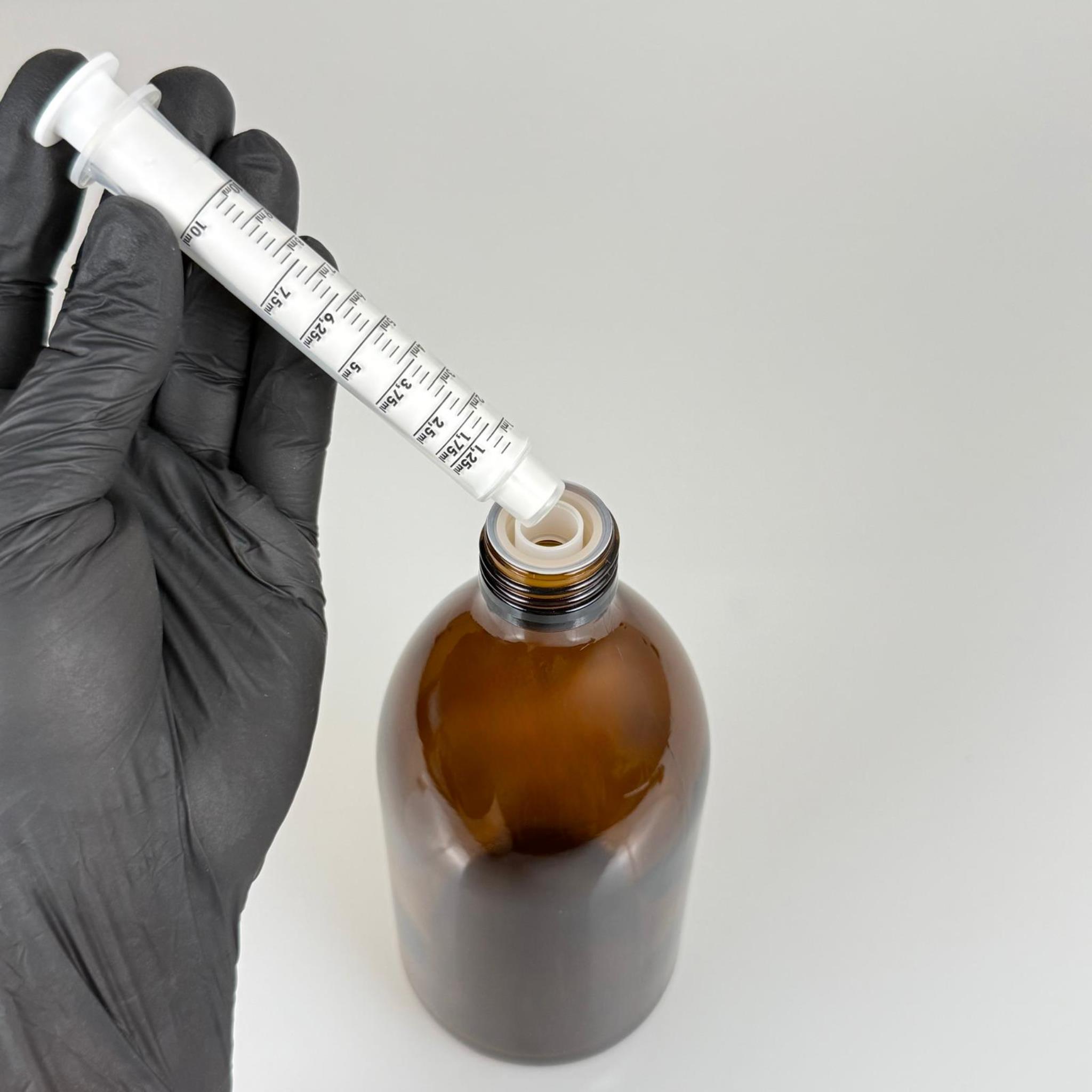 500 ML CAM ECZA ŞİŞESİ + 10 ML DOZAJ PİPETİ + DOZAJ TIPASI + CONTALI PLASTİK KAPAK TAKIM
