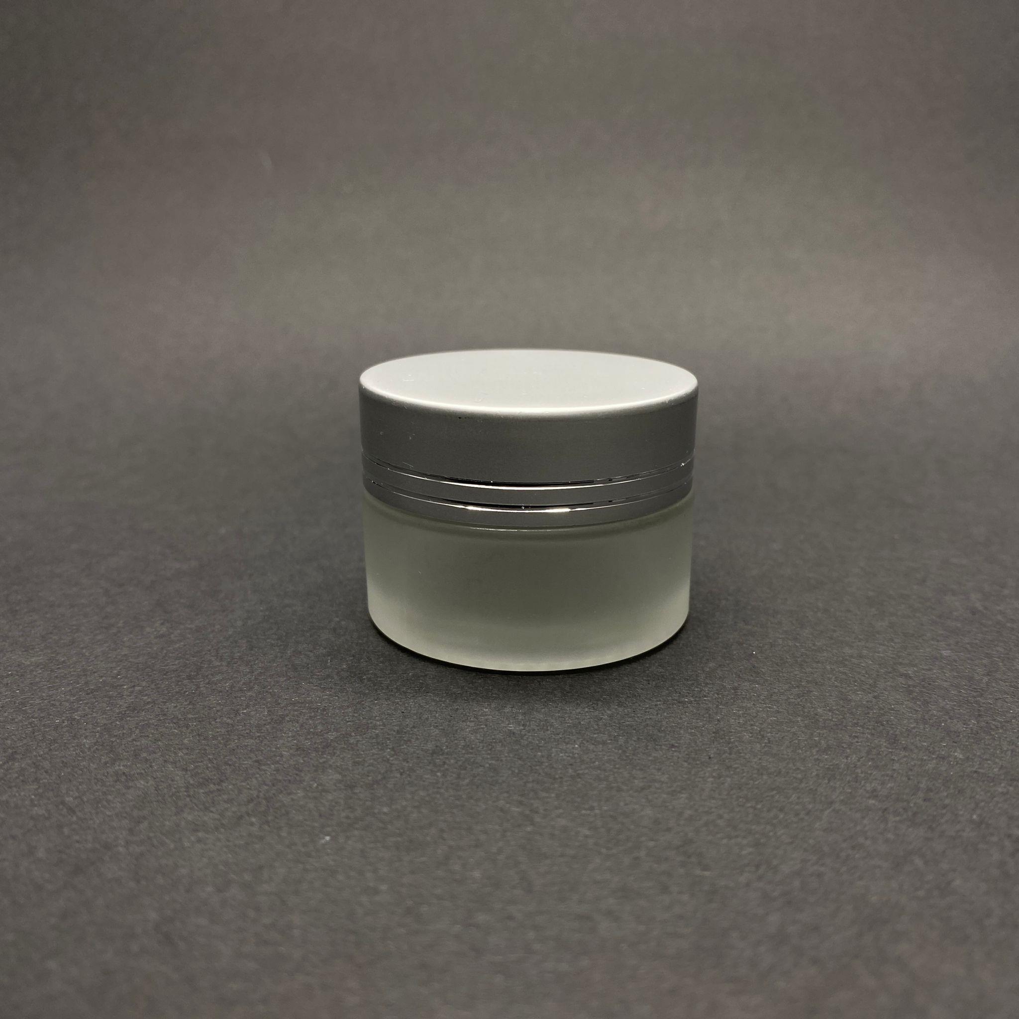 20 CC CAM BUZLU KREM KAVANOZU - GÜMÜŞ  KAPAKLI İÇ CONTALI - 20 ML BUZLU CAM KREM KAVANOZU - BUZLU MUM KAVANOZU