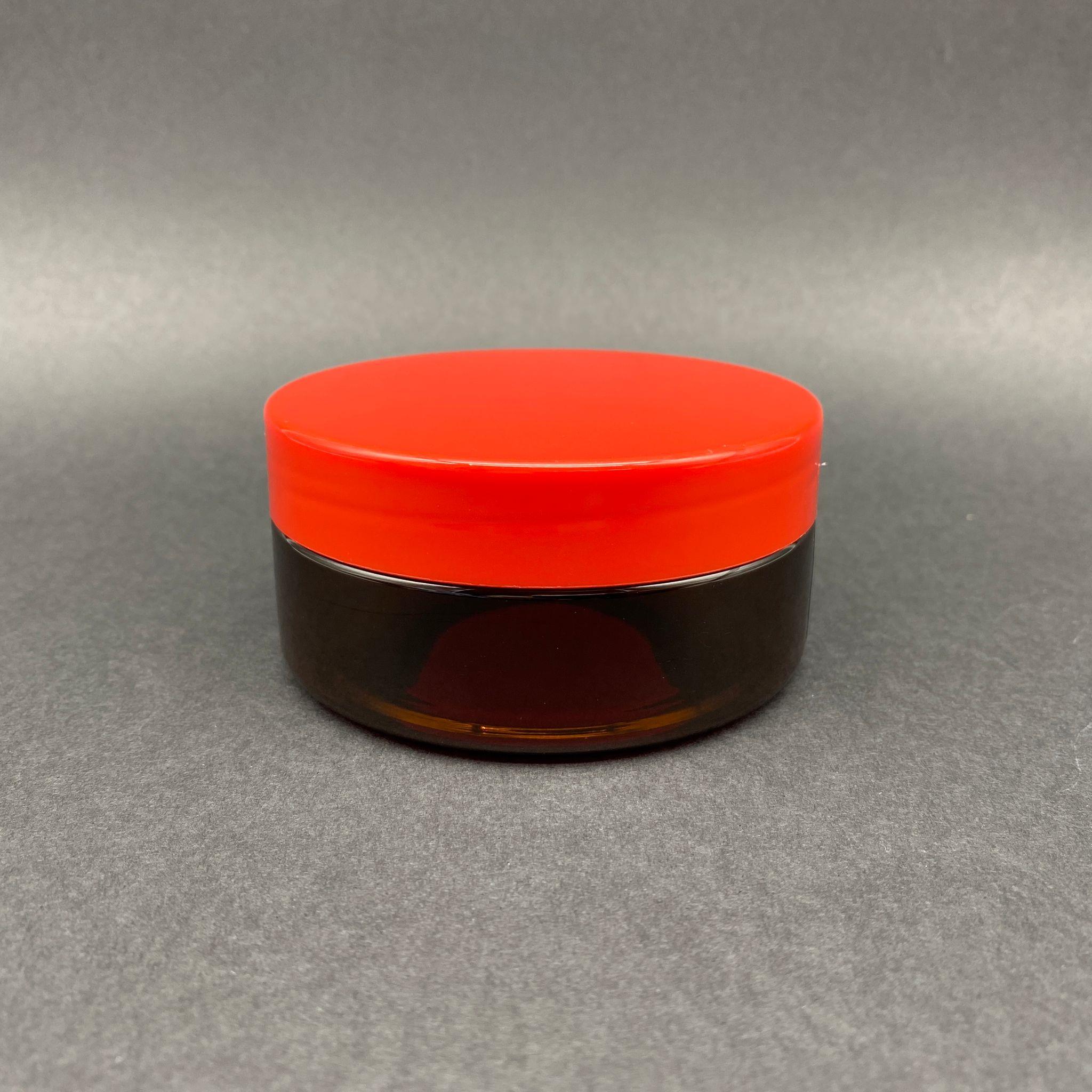 150 CC SERT PLASTİK AMBER KAVANOZ - KIRMIZI KAPAKLI  - 150 ML KAHVERENGİ KAVANOZ