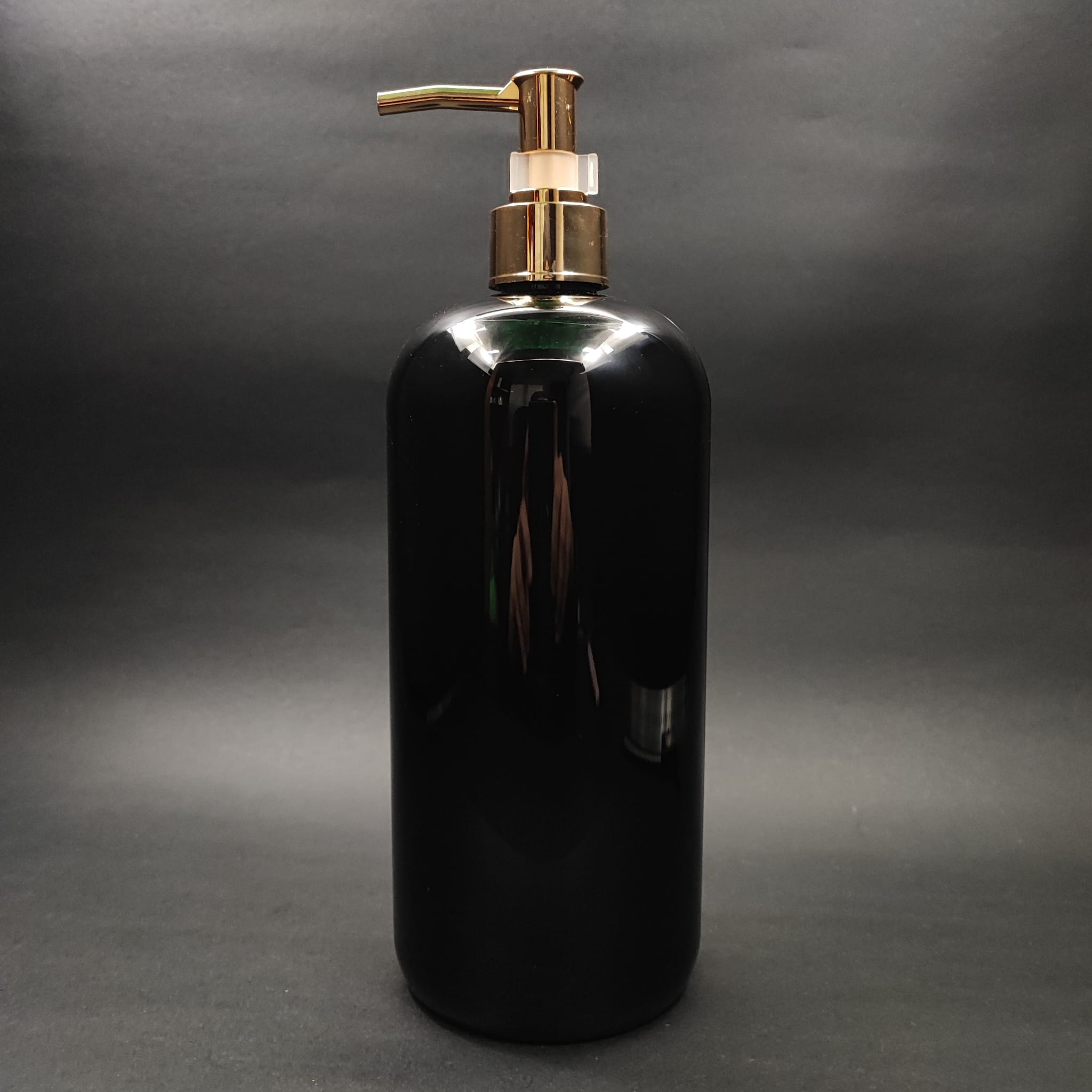 GOLD POMPALI SIVI SABUN ŞİŞESİ - 1000 ML POMPALI SİYAH PLASTİK ŞİŞE
