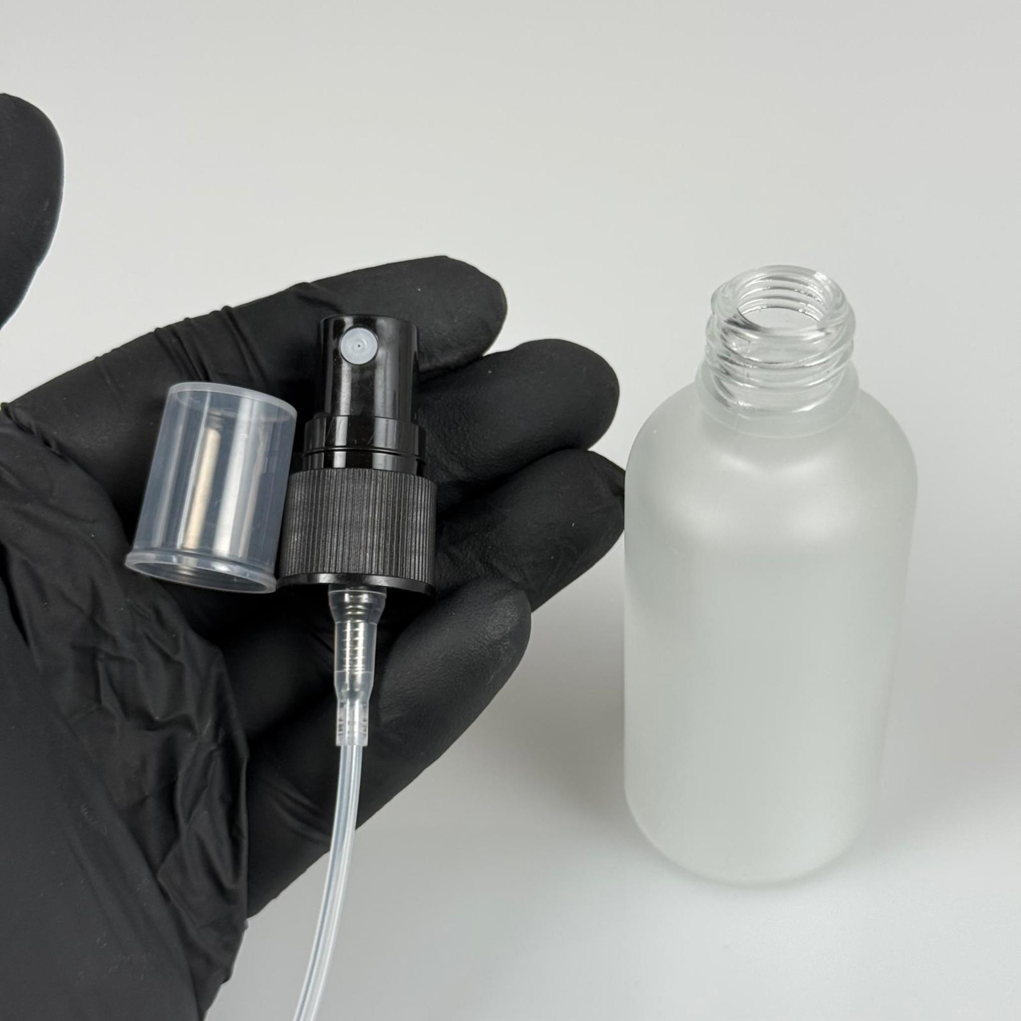 50 CC BUZLU CAM ŞİŞE SİYAH SPREYLİ TAKIM - 50 ML SPREYLİ ŞİŞE - BUZLU CAM