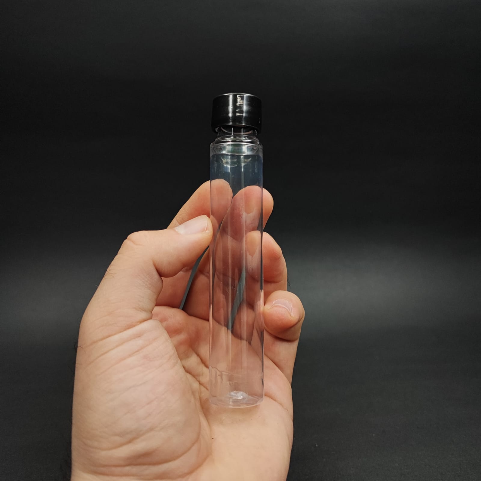 30 CC ŞEFFAF PLASTİK UZUN ŞİŞE + KENDİNDEN CONTALI SIZDIRMAZ SİYAH KAPAK  - 30 ML KAPAKLI PET ŞİŞE