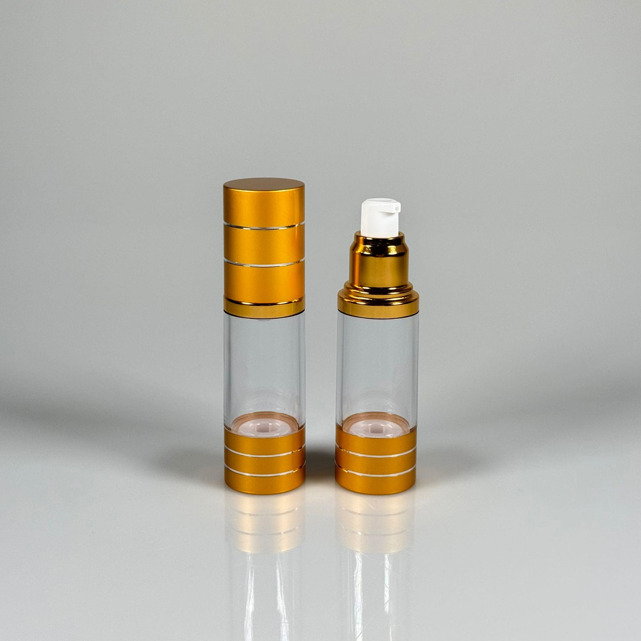 BOŞ KREM VE LOSYON ŞİŞESİ 30 ML BOŞ AİRLESS ŞİŞE - HAVASIZ POMPALI GOLD ÜSTÜ YALDIZLI AİRLESS ŞİŞE