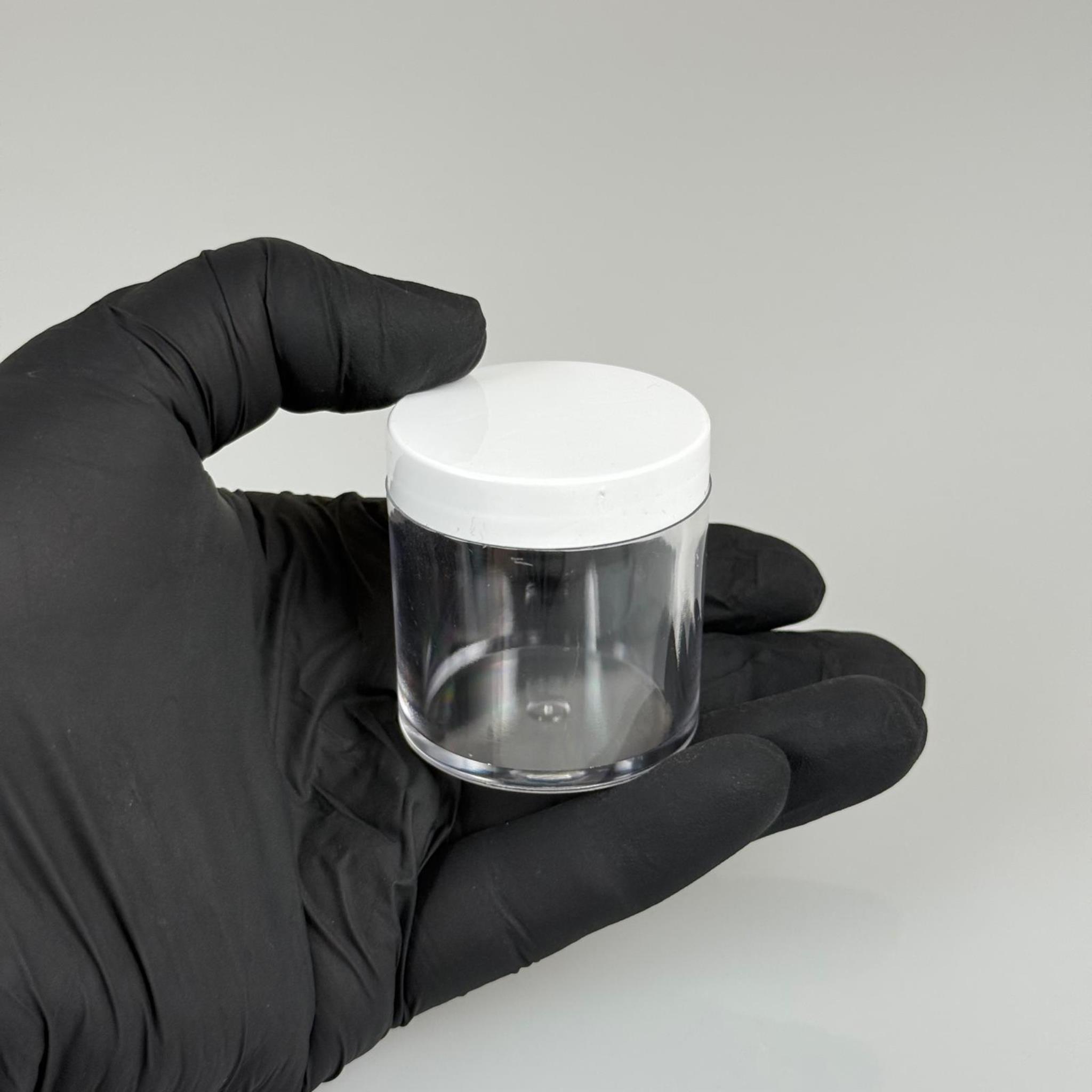 30 CC KRİSTAL KAVANOZ - BEYAZ KAPAKLI + KENDİNDEN YAPIŞKANLI KÖPÜK CONTALI - 30 ML KREM KAVANOZ KALIN ŞEFFAF PLASTİK MİKA AKRİLİK