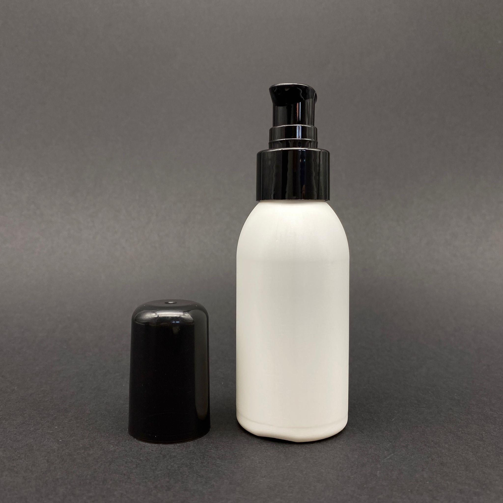 100 CC BEYAZ POLİETİLEN SERT ŞİŞE - SİYAH LOSYON POMPALI - 100 ML POMPALI PLASTİK ŞİŞE