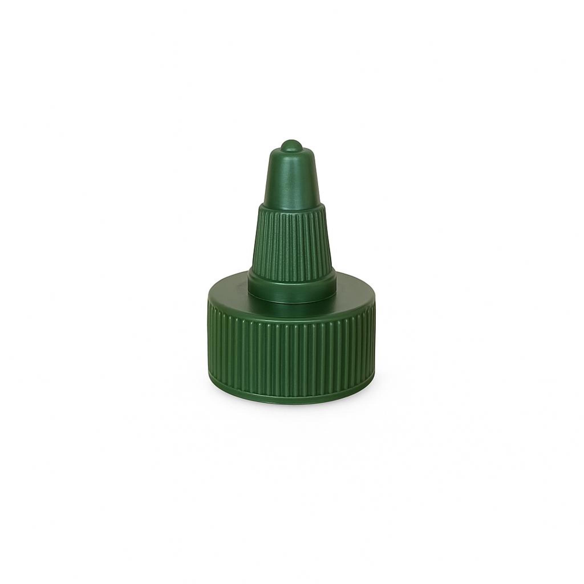 24 MM TWİST ASANSÖR SİVRİ YEŞİL KAPAK - ZEYTİNYAĞ, SOS, MÜREKKEP, ŞAMPUAN, TUTKAL KARTUŞ İÇİN AKITICILI PLASTİK KAPAK