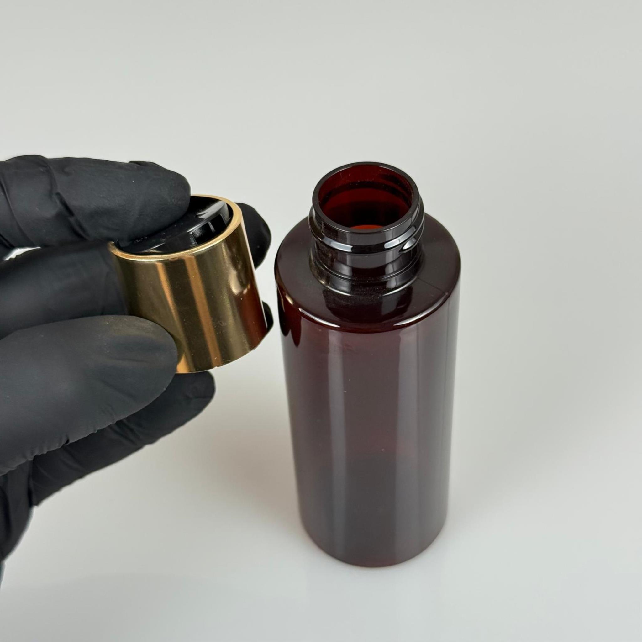 100 CC AMBER KÜT BOYUNLU PET ŞAMPUAN ŞİŞESİ -  100 ML GOLD DİSKTOP ŞAMPUAN KAPAKLI