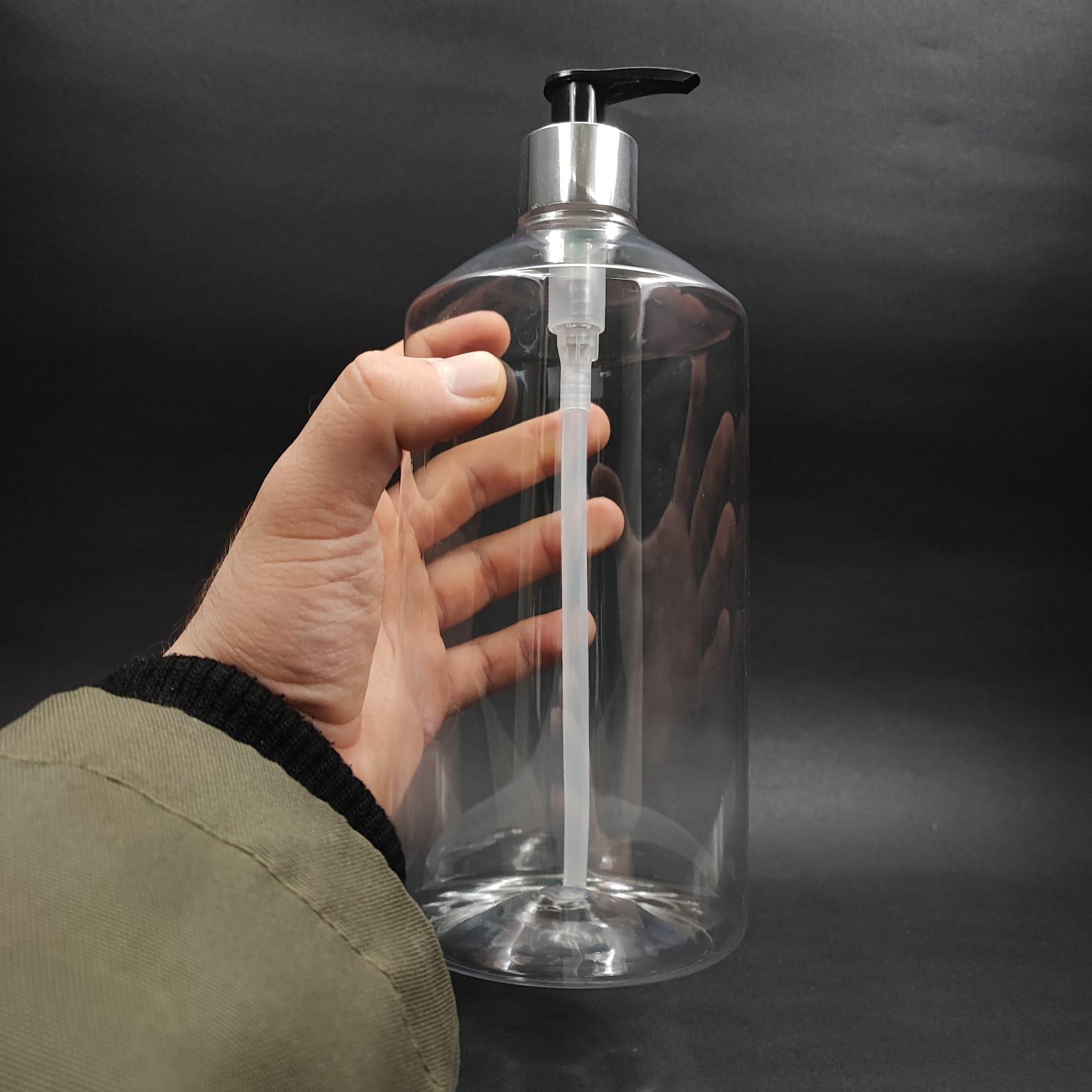 950 CC DÜZ MODEL PET ŞİŞE KÜT BOYUNLU  GÜMÜŞ POMPALI - 950 ML POMPALI PET ŞİŞE