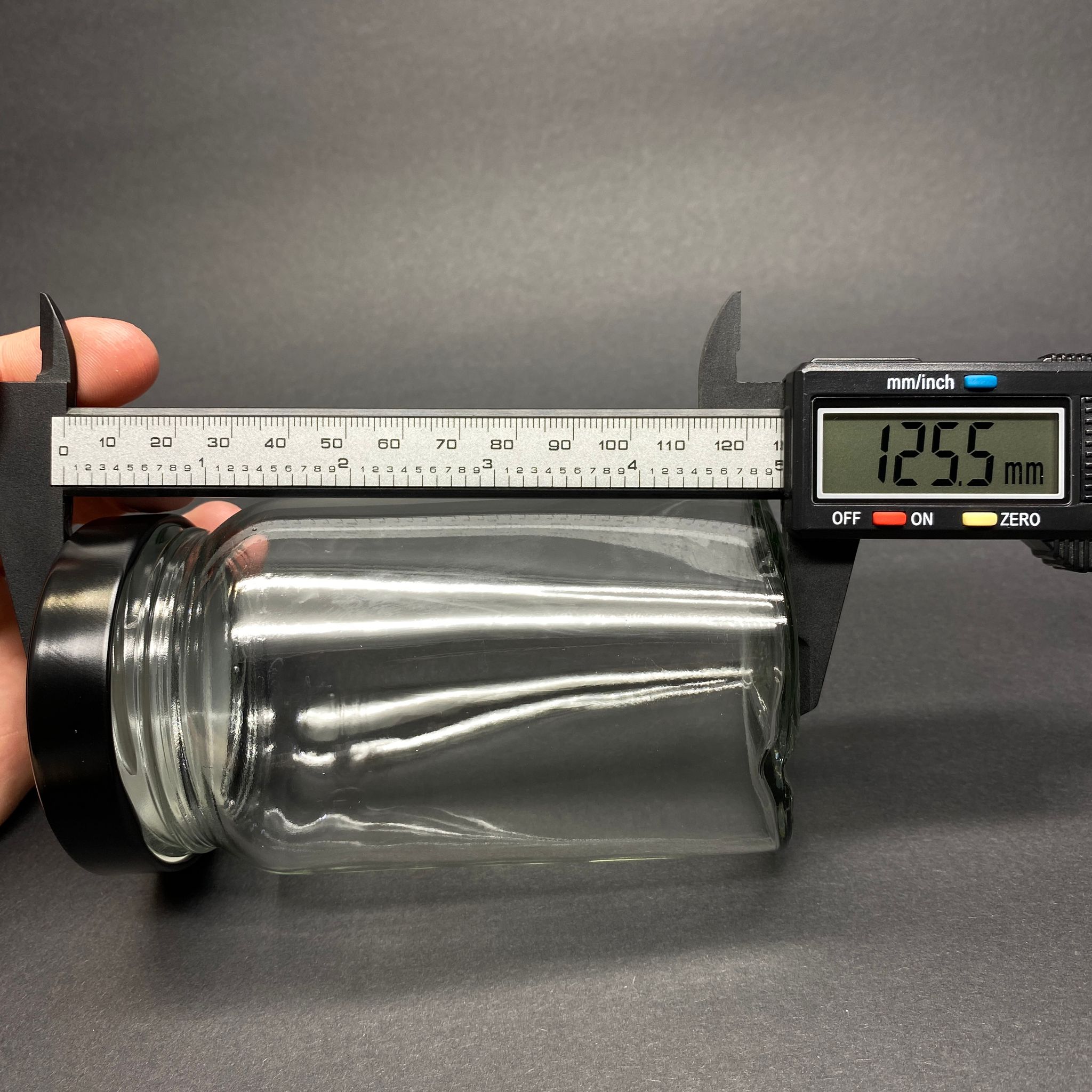 300 CC CAM GRANÜR KAHVE KAVANOZU - DERİN SİYAH METAL KAPAKLI - 330 ML KÖŞELİ OVAL KAVANOZ