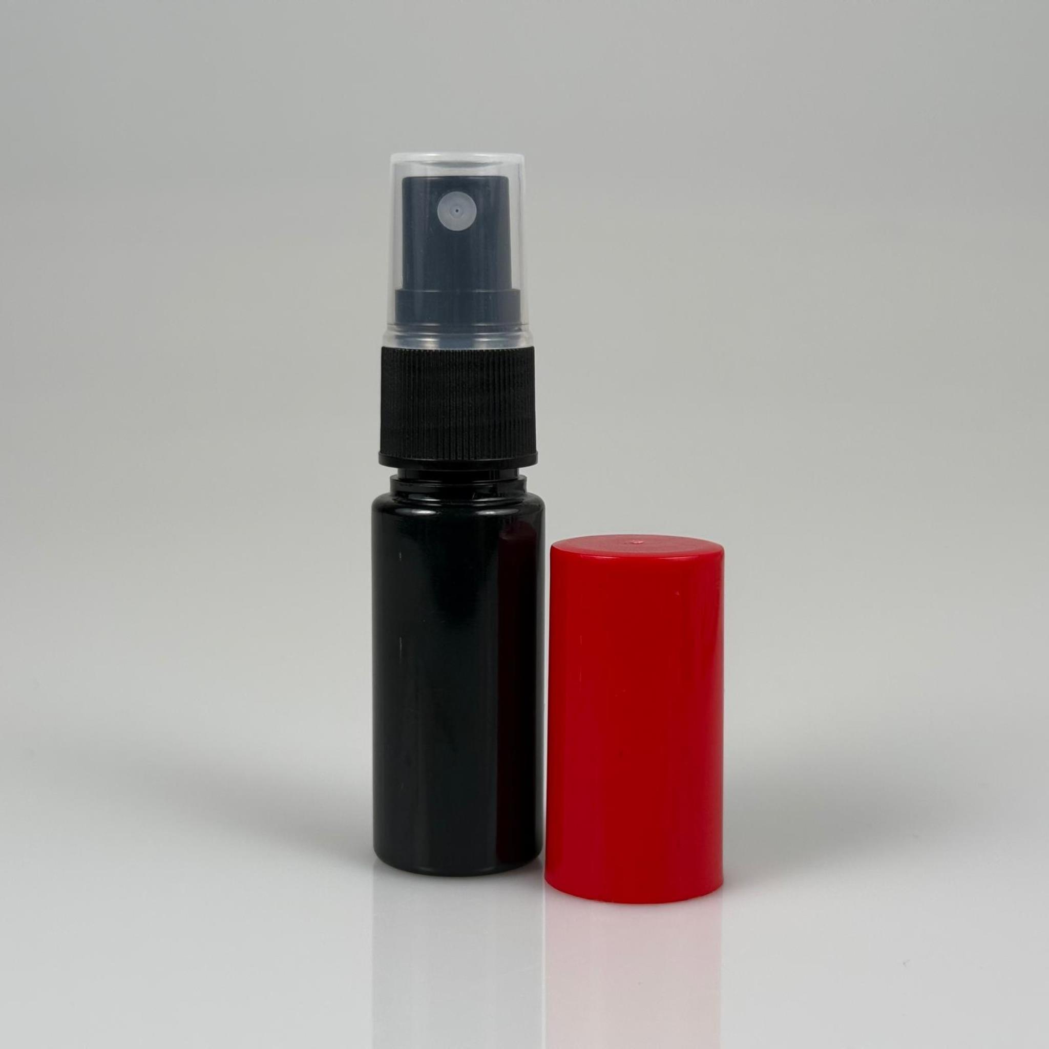 15 CC SİYAH PARFÜM ŞİŞESİ PLASTİK - SİYAH SPREY + KIRMIZI KAPAK - 15 ML PARFÜM ŞİŞESİ PET