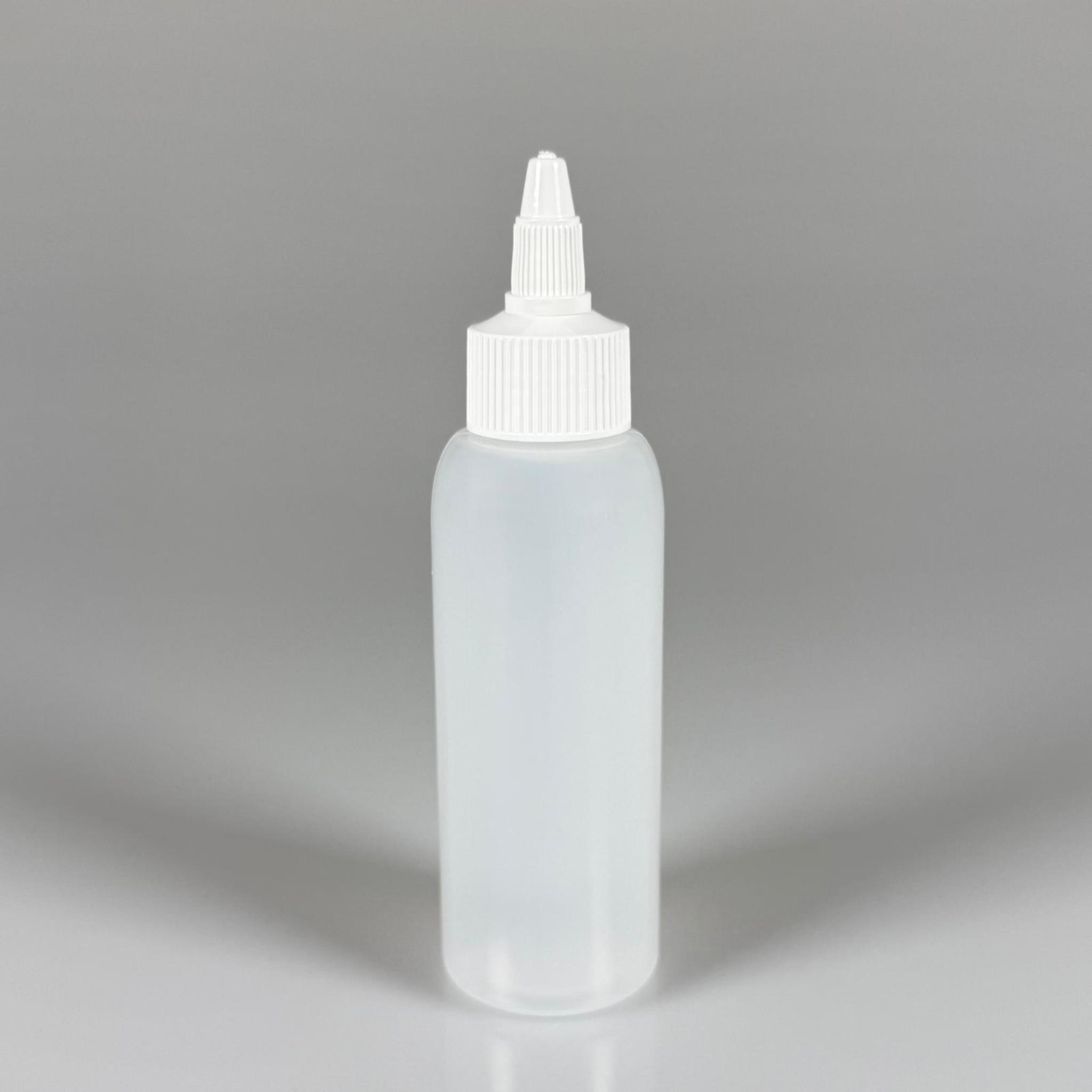 100 ML SIKILABİLİR YUMUŞAK PE POLİETİLEN PLASTİK ŞİŞE - BEYAZ TWİST SİVRİ KARTUŞ KAPAKLI - 100 cc sos, yağ, kartuş, mürekkep vb için boş şişeler