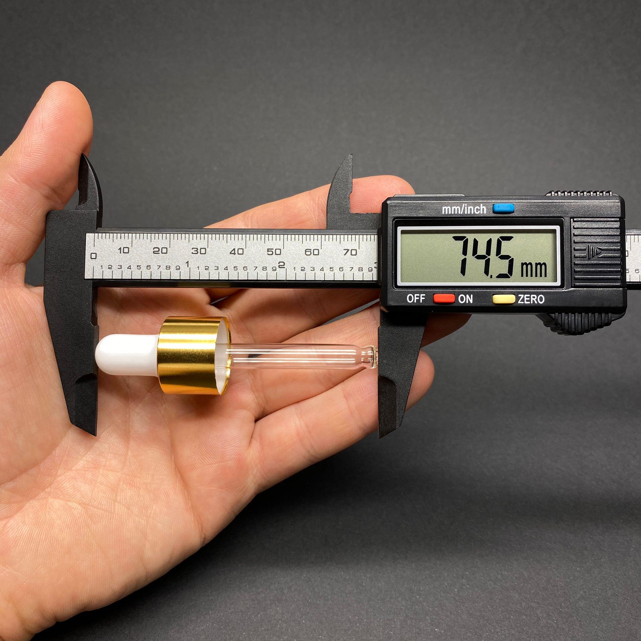 18 MM CAM DAMLALIK TAKIM - PARLAK BEYAZ EMZİK+DELİKLİ GOLD METAL KAPAK+CAM PİPET - 10 CC DROPPER ŞİŞELER İÇİN